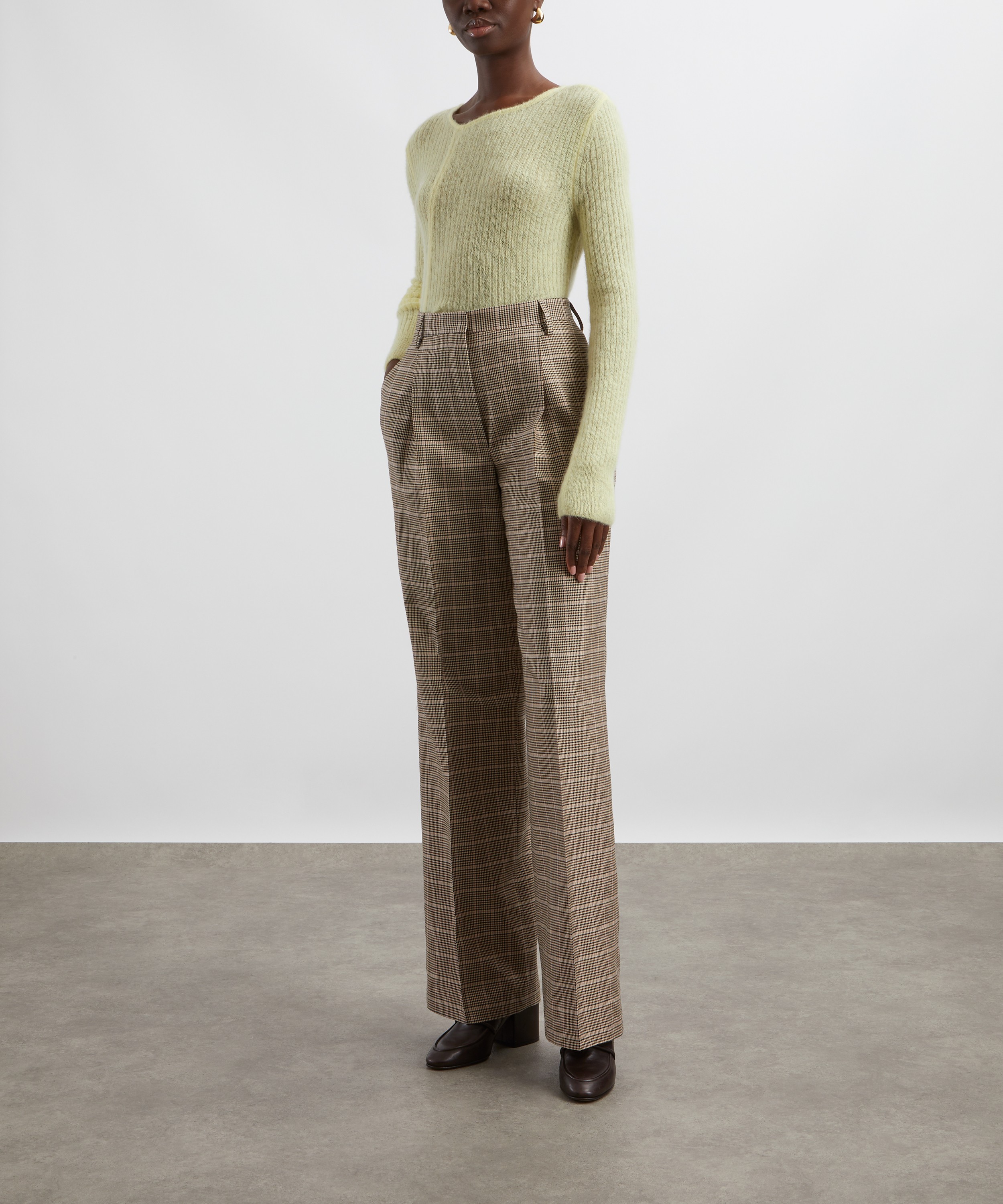 Dries Van Noten - Checked Wool Wide-Leg Trousers image number 1