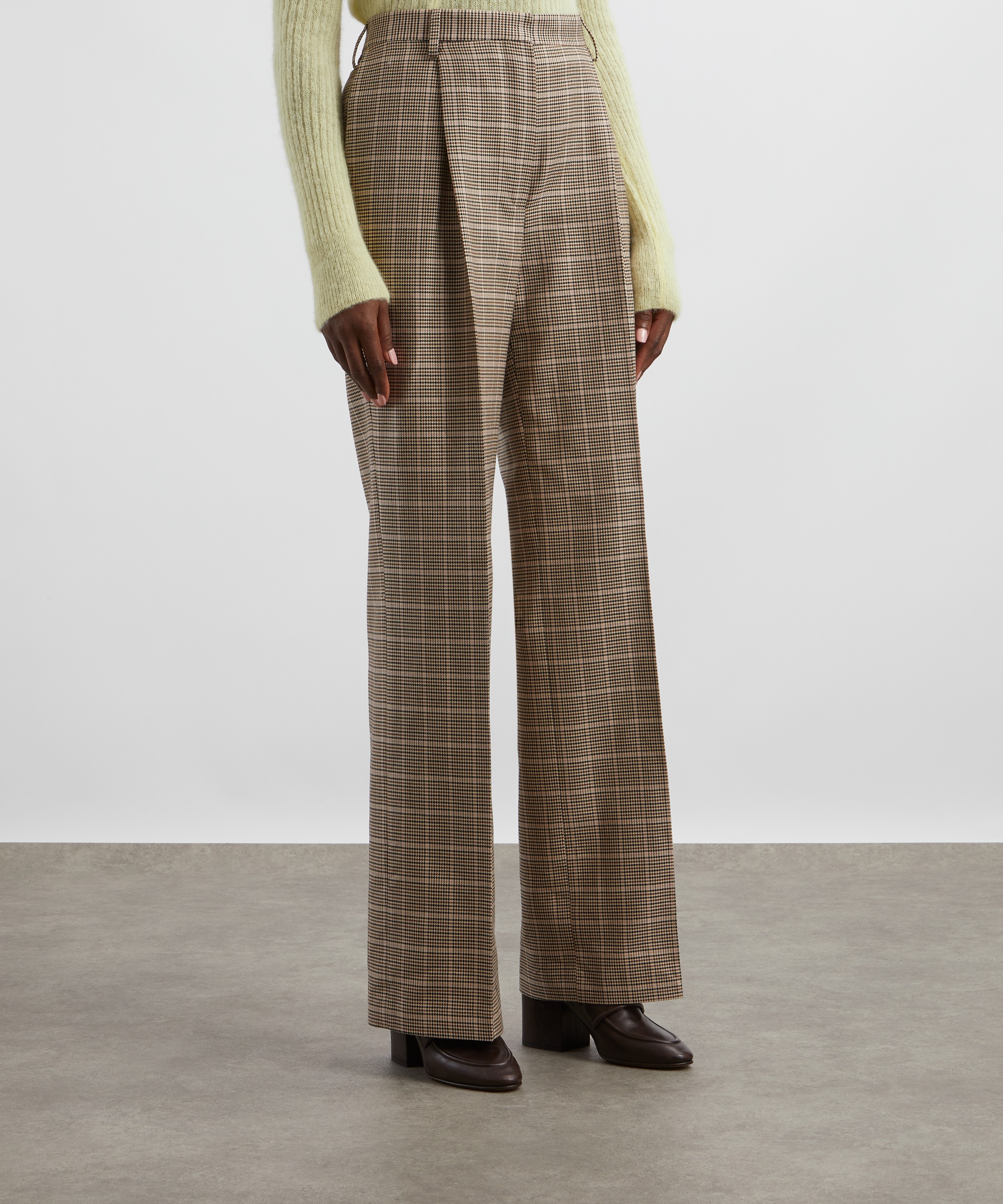 Dries Van Noten - Checked Wool Wide-Leg Trousers image number 2