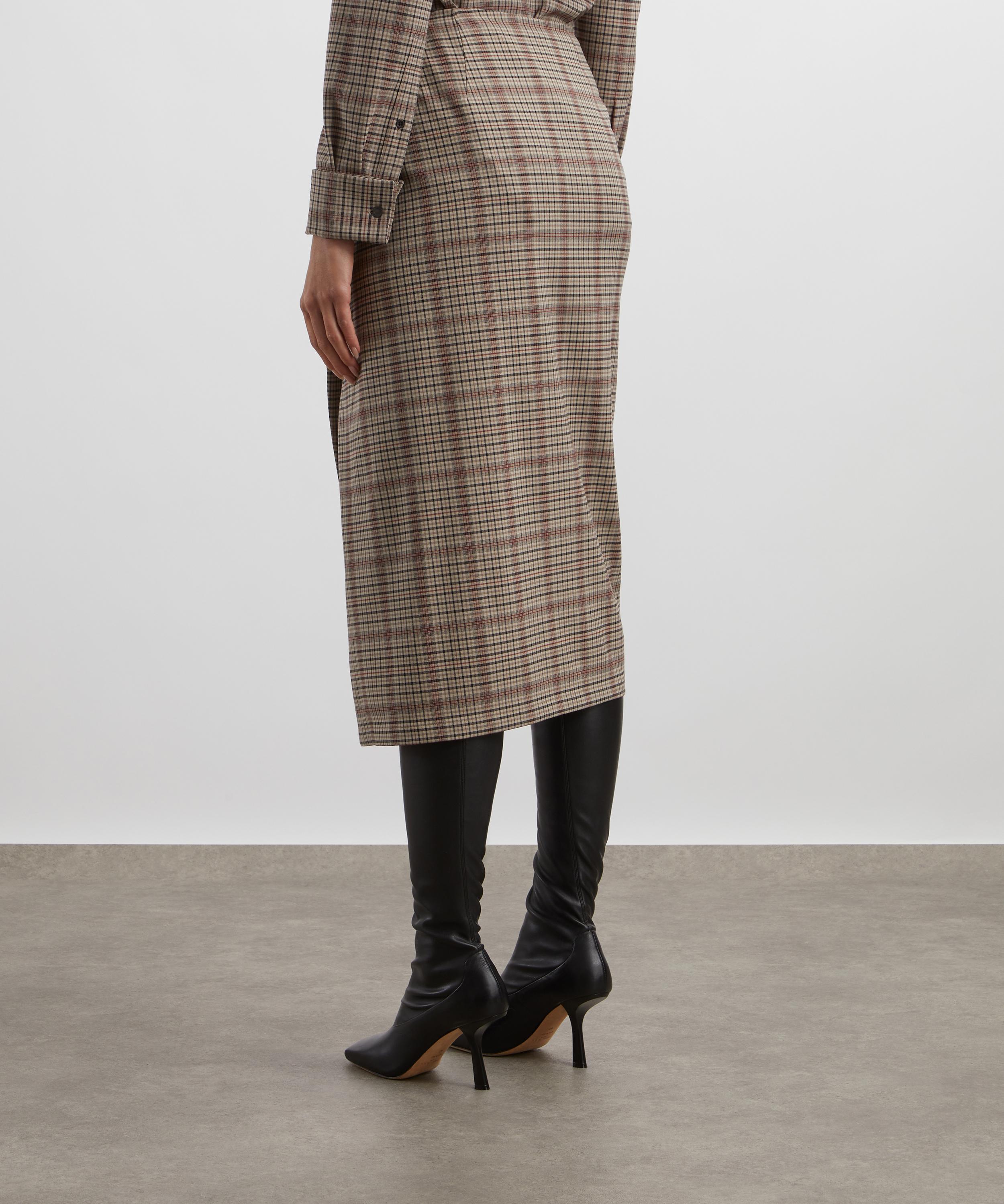 Dries Van Noten - Beige Checked Draped Skirt image number 3