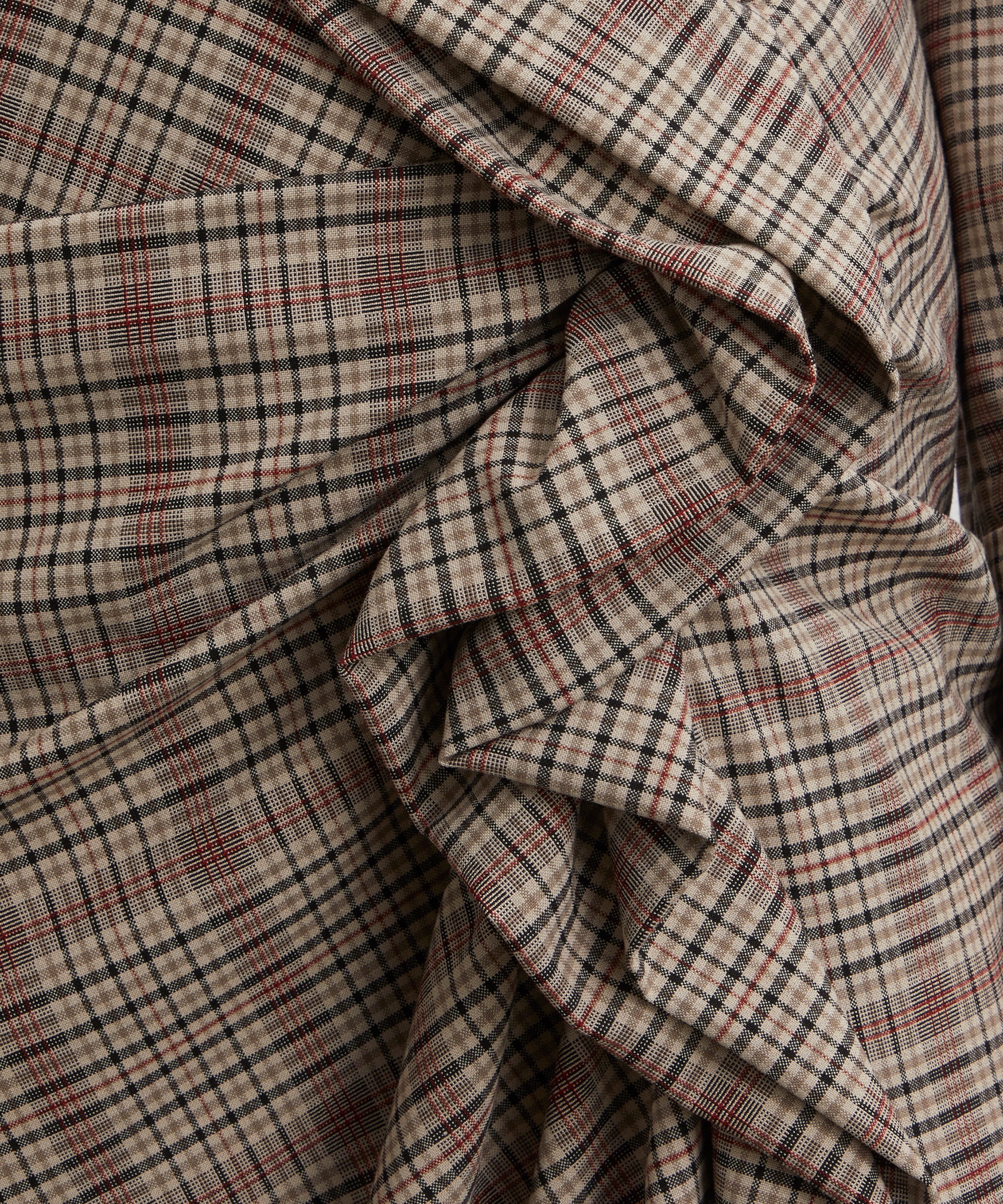 Dries Van Noten - Beige Checked Draped Skirt image number 4