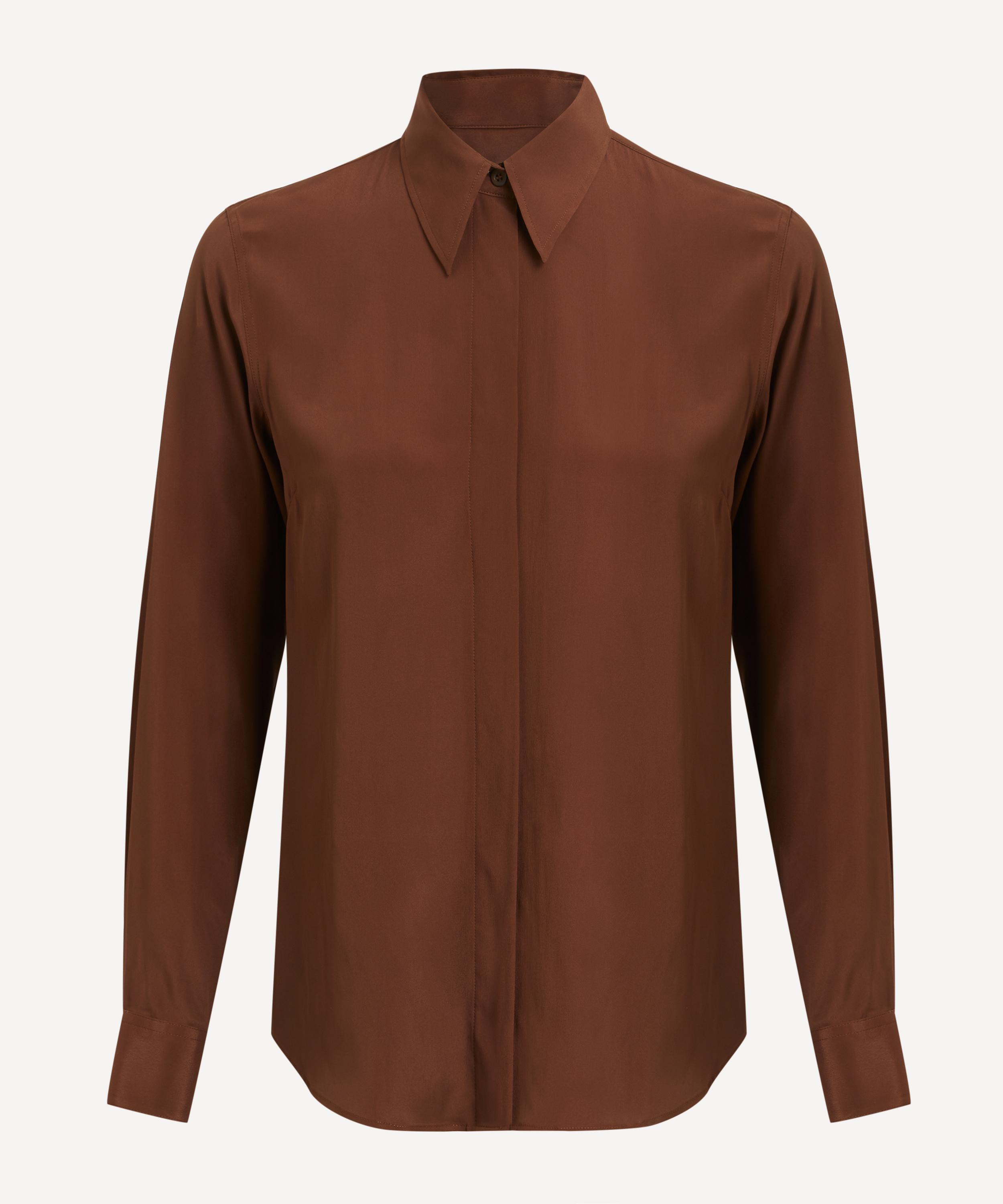 Dries Van Noten - Brown Crepe de Chine Shirt image number 0