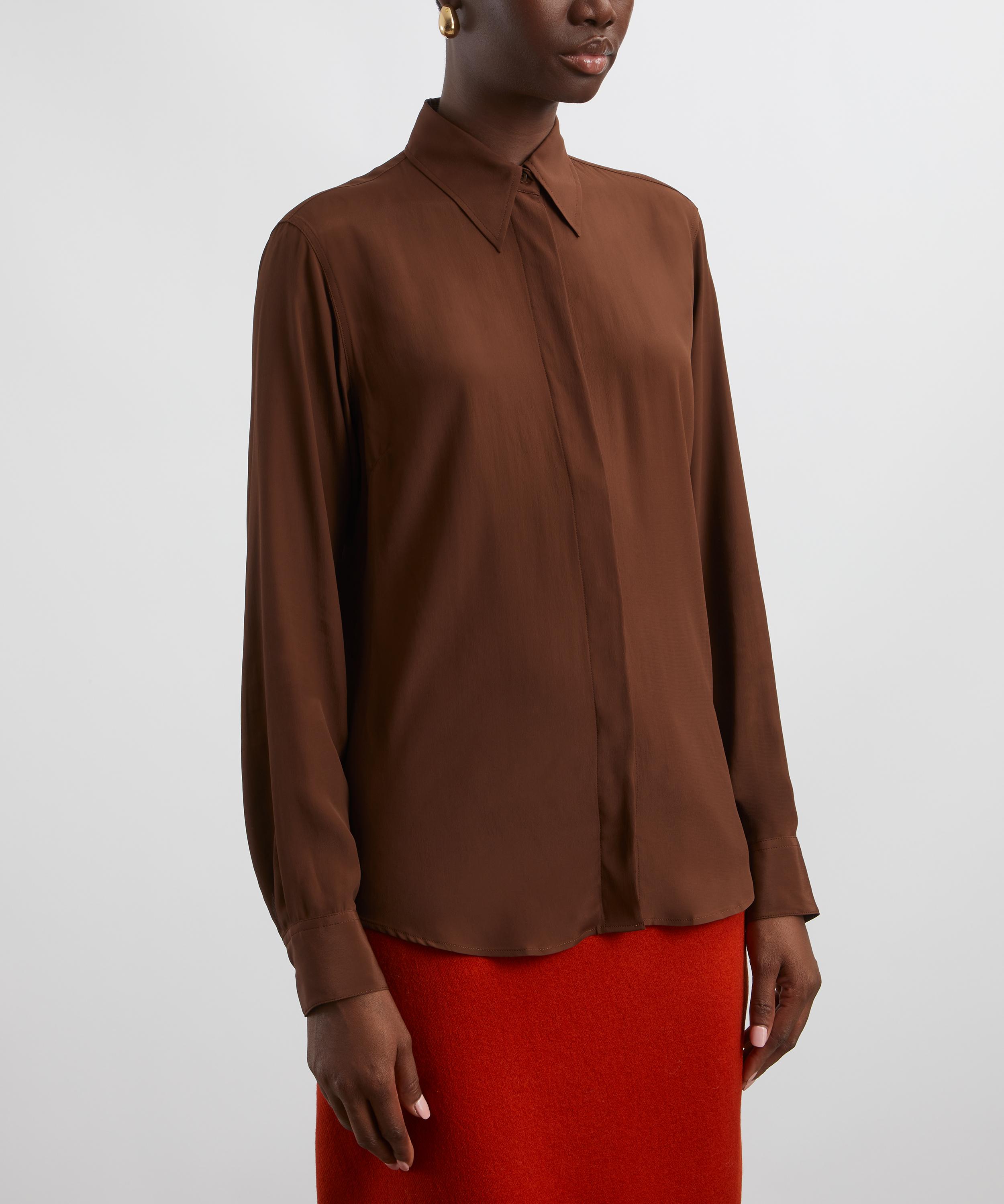 Dries Van Noten - Brown Crepe de Chine Shirt image number 2