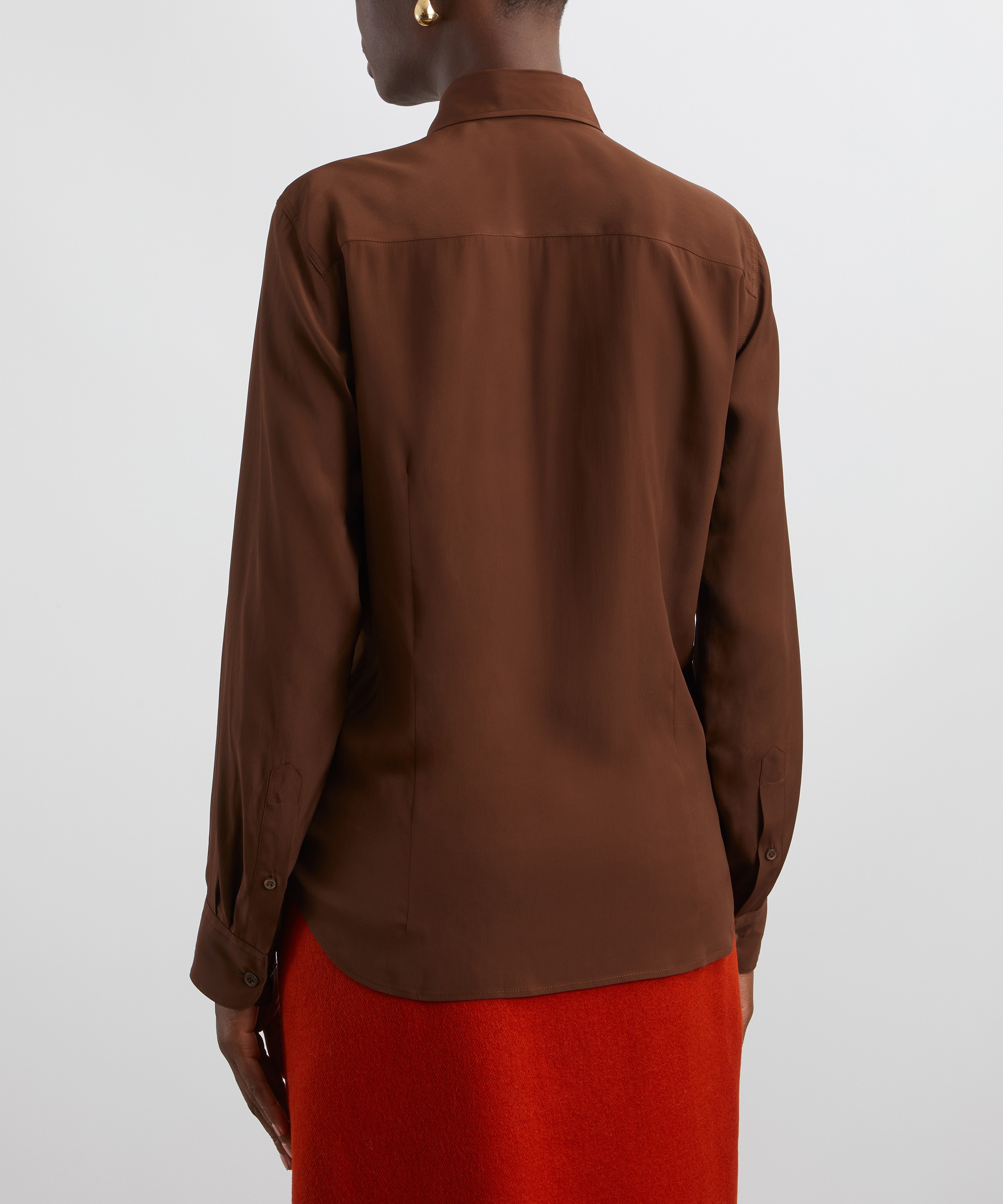 Dries Van Noten - Brown Crepe de Chine Shirt image number 3