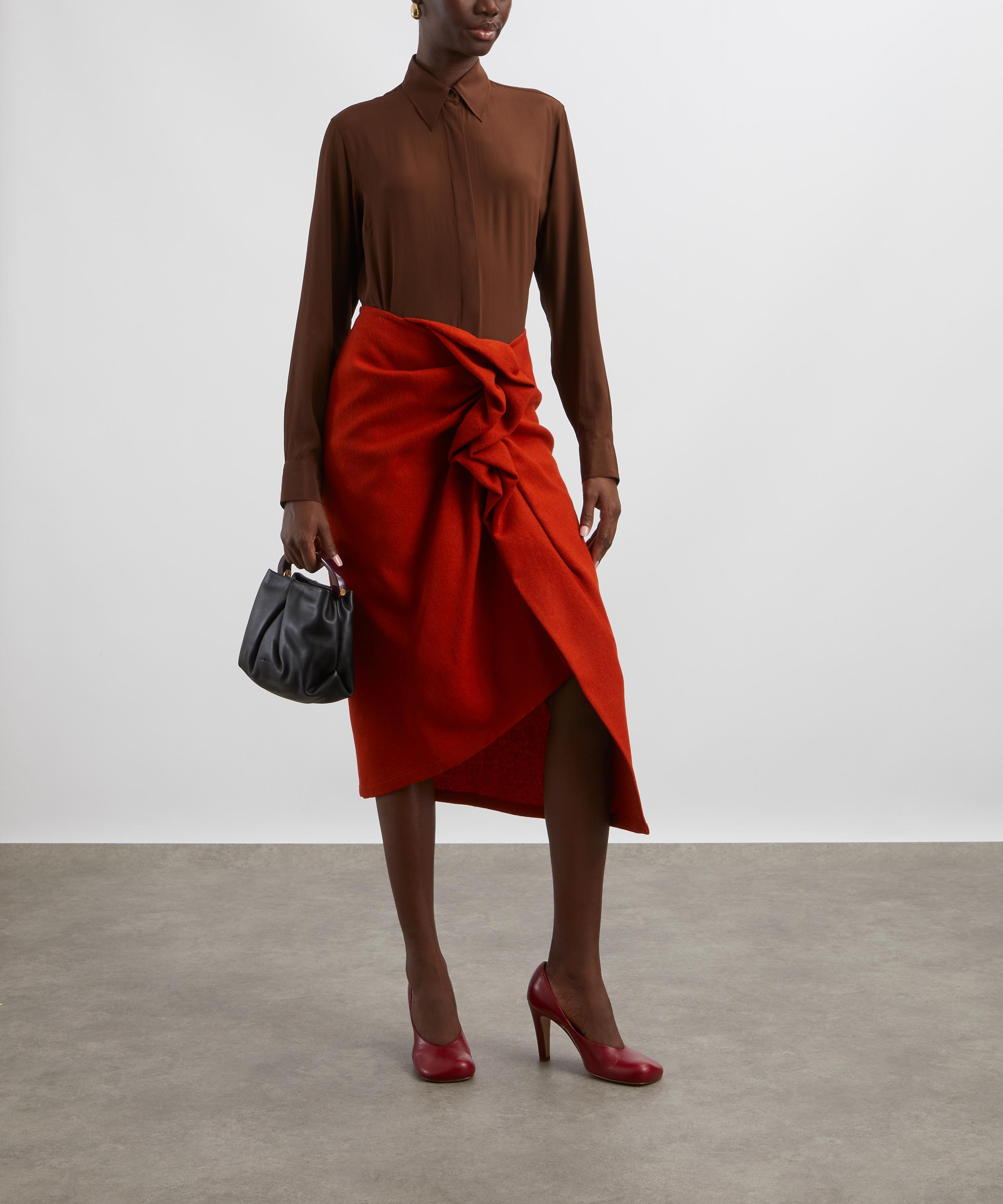 Dries Van Noten - Draped Wool Gabardine Midi Skirt image number 1