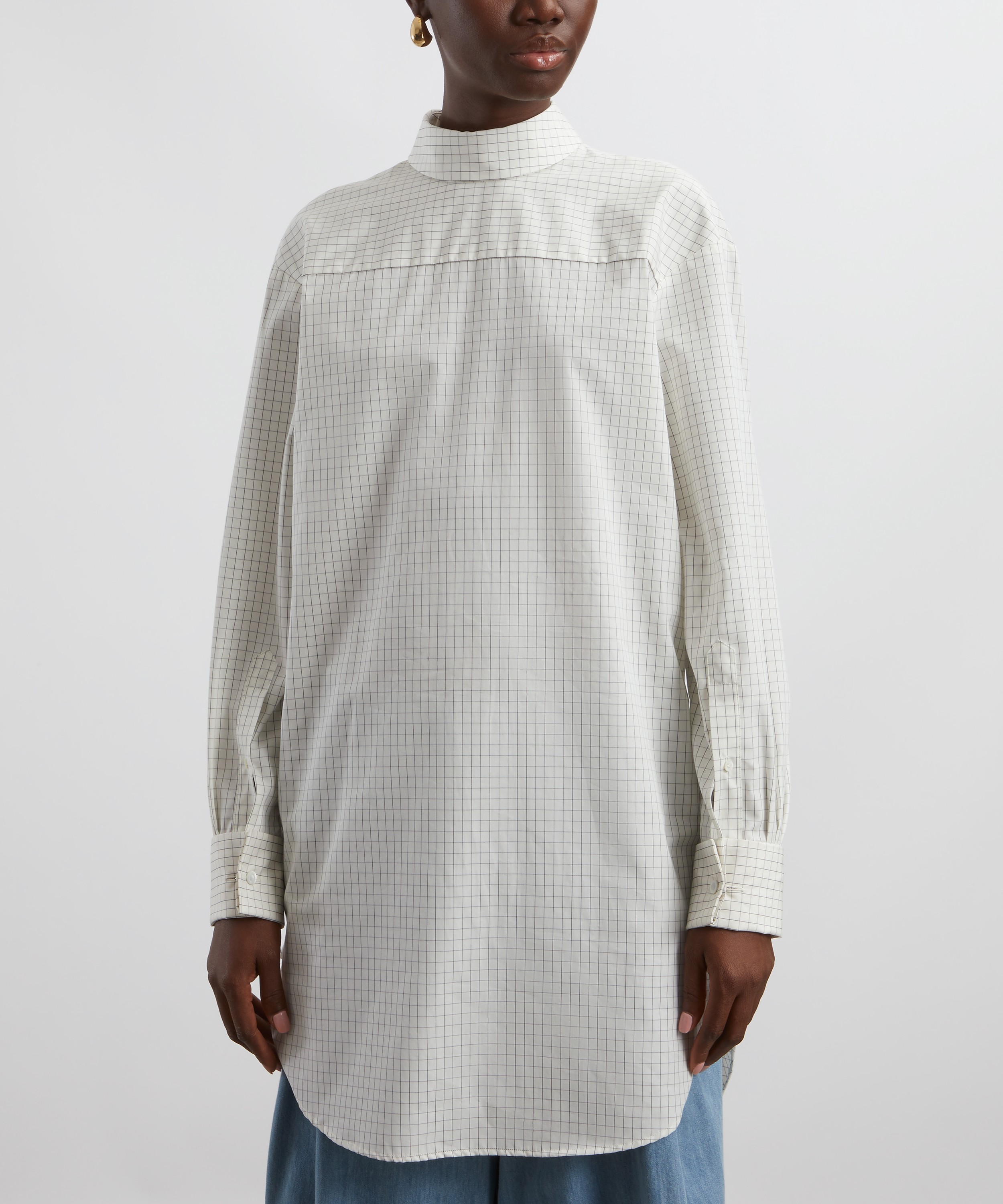 Dries Van Noten - Oversized Check Cotton Poplin Shirt image number 2