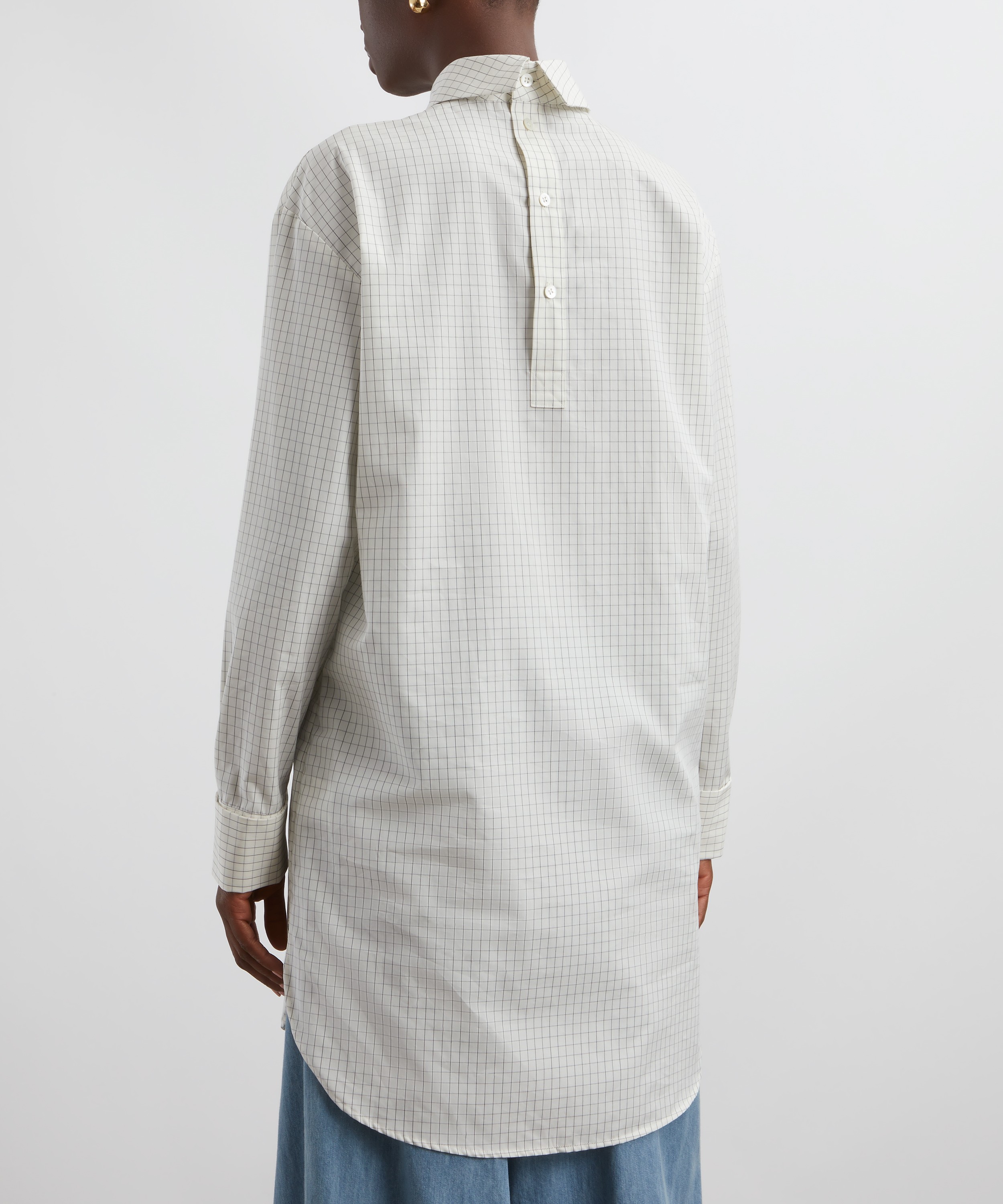 Dries Van Noten - Oversized Check Cotton Poplin Shirt image number 3