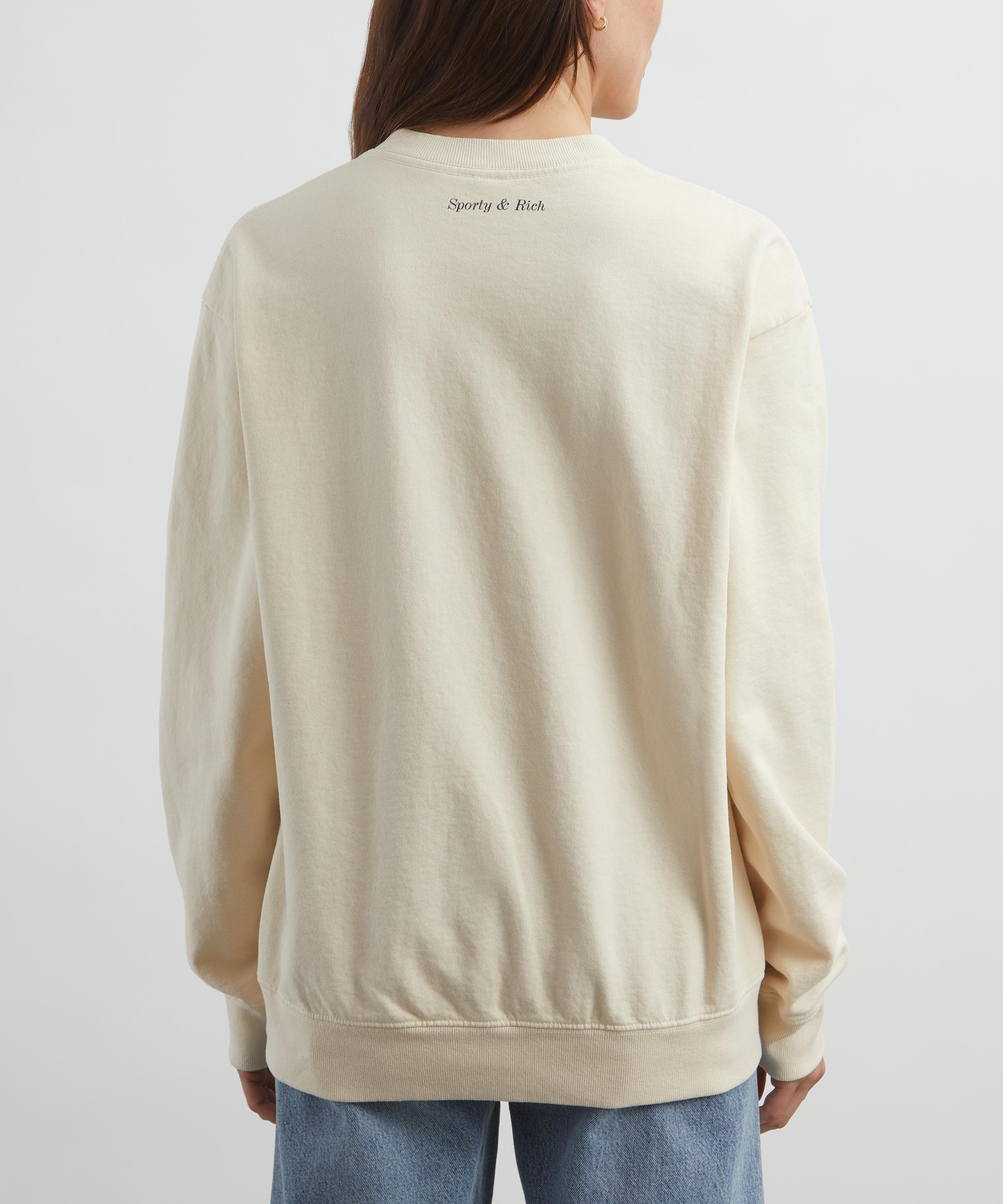 Sporty & Rich - Cream Eden Crest Kennedy Crew-Neck Sweatshirt image number 3