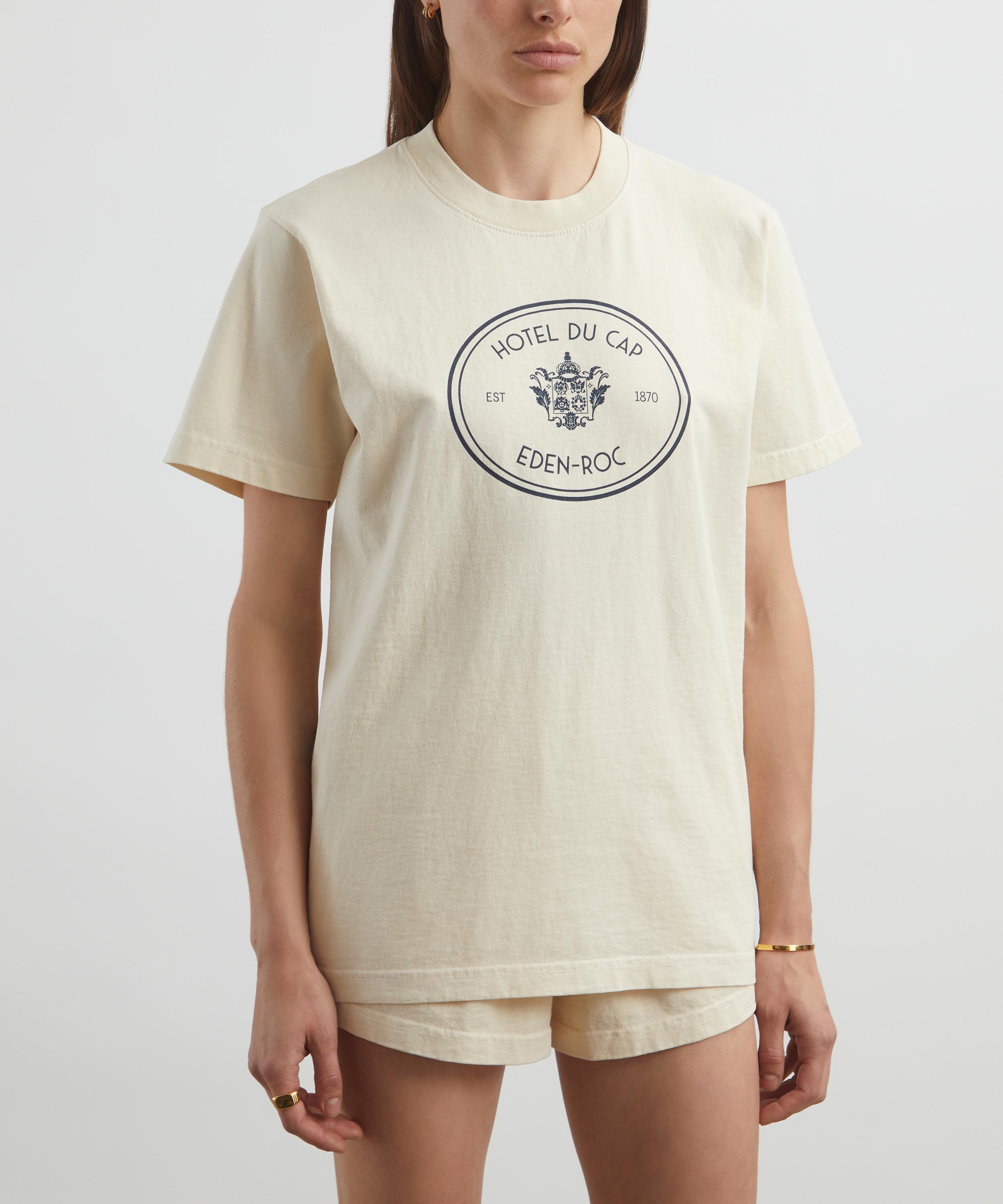 Sporty & Rich - Cream Eden Crest Kennedy T-Shirt image number 2