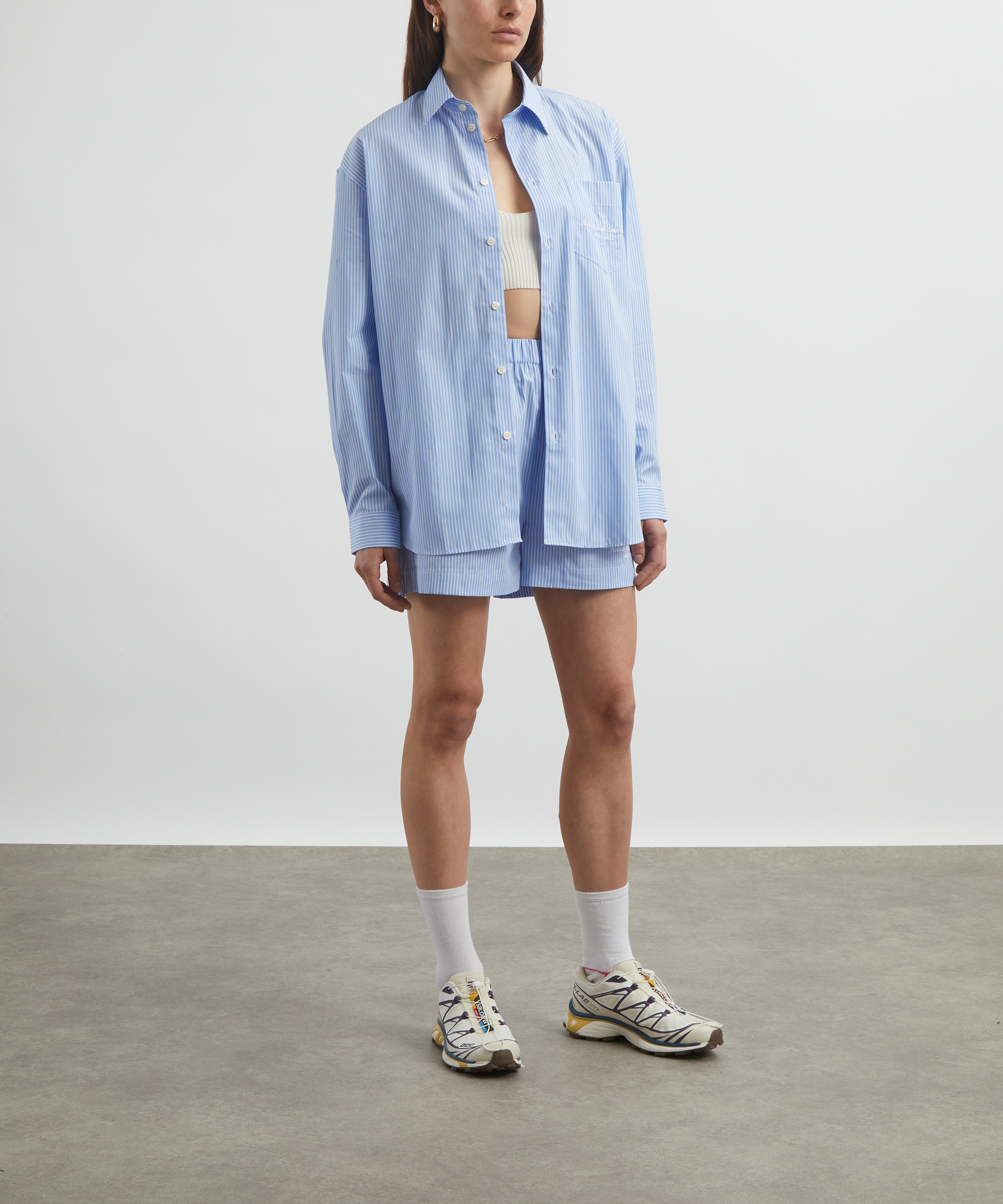 Sporty & Rich - Hotel du Cap Cursive Poplin Oversized Shirt image number 1