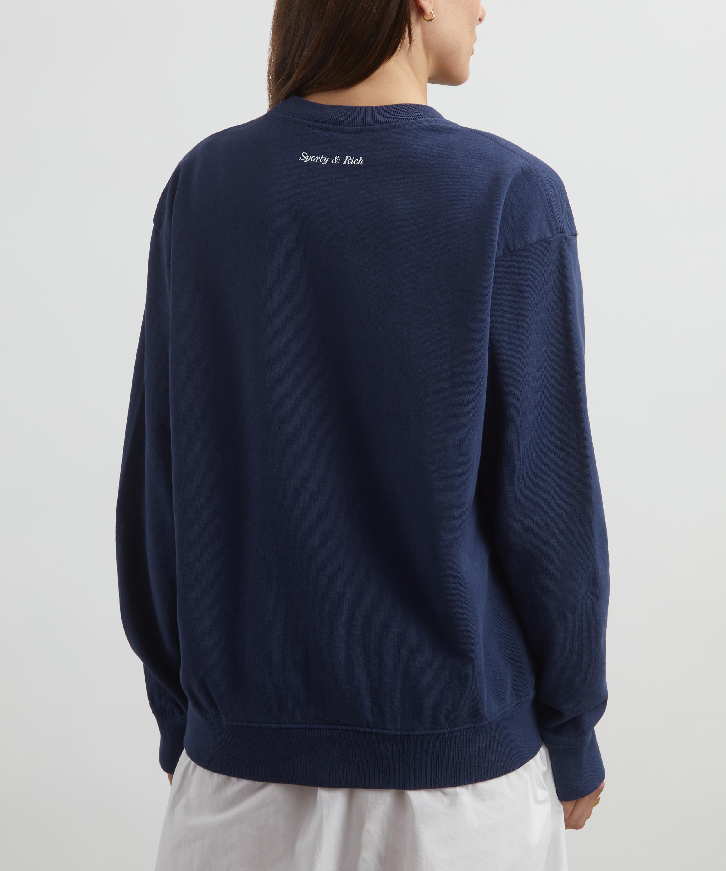 Sporty & Rich - Navy Eden Crest Kennedy Crew-Neck Sweatshirt image number 3