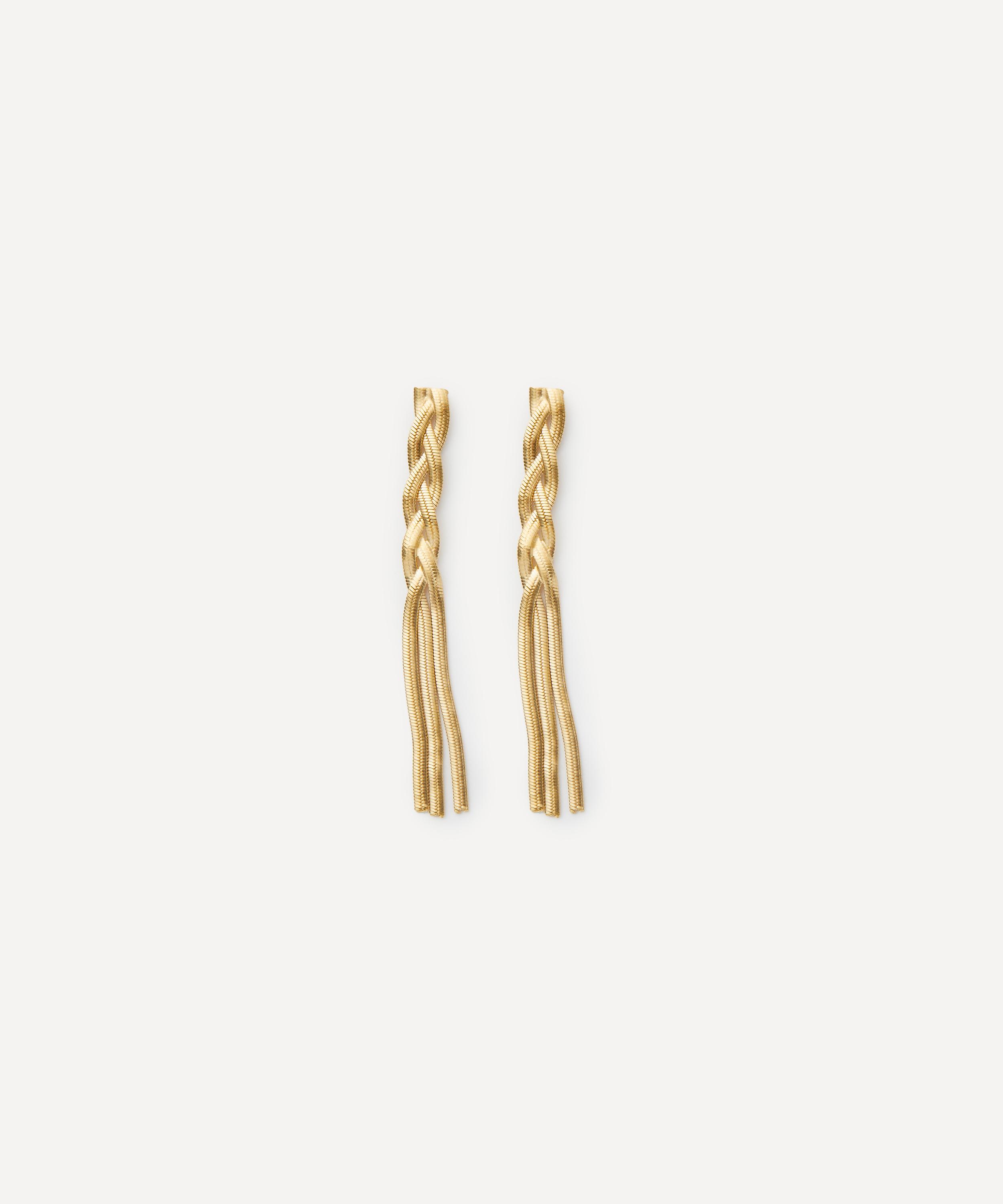 Maggoosh - 18ct Gold-Plated Liquid Braid Drop Earrings