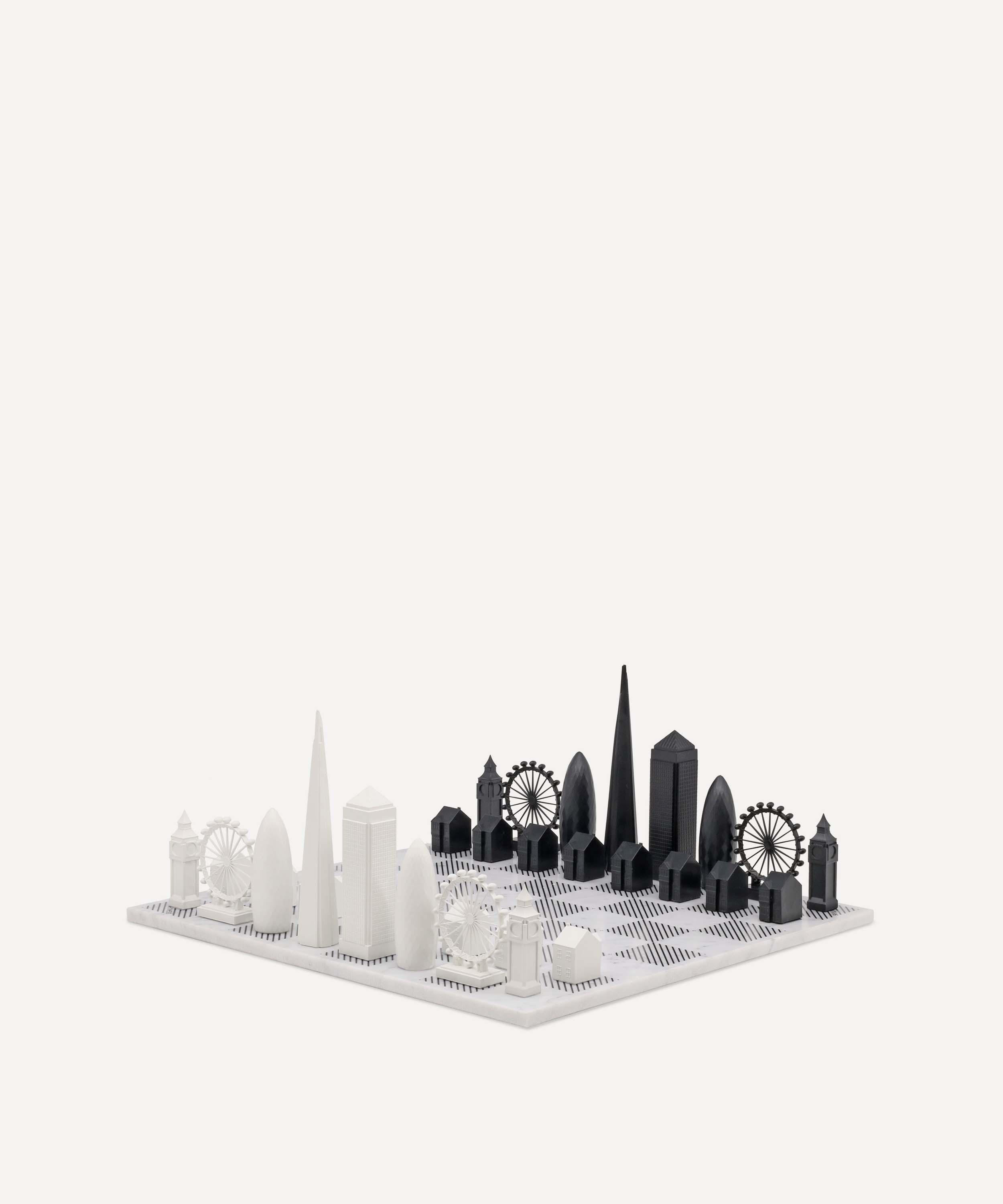 Skyline Chess - The London Editon Carrara Marble Chess Board