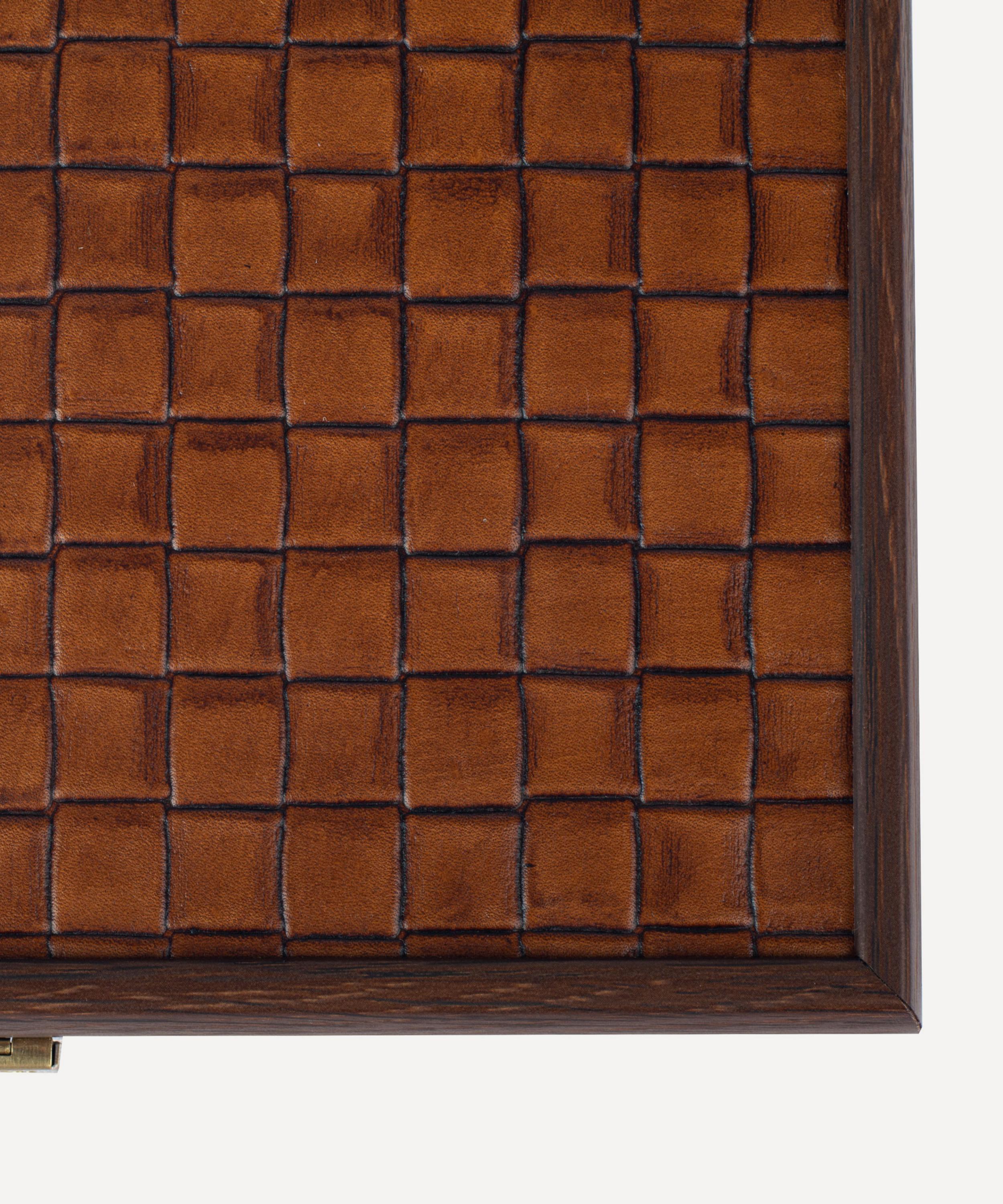 Manopoulos - Brown Leather Knitted Wooden Card Case image number 4