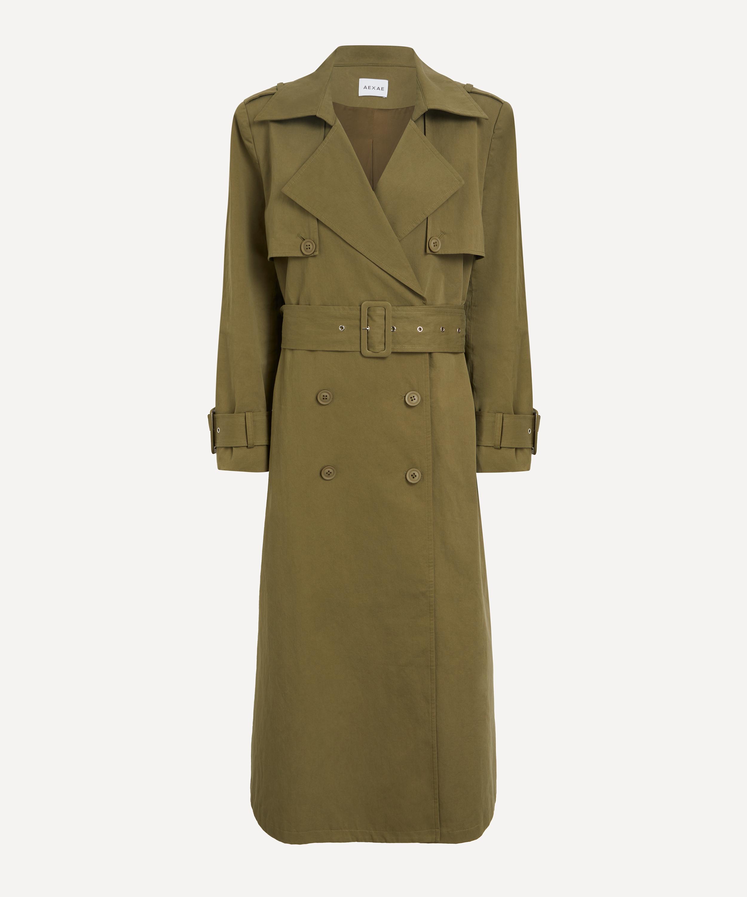 AEXAE - Army Green Cargo Trench Coat image number 0