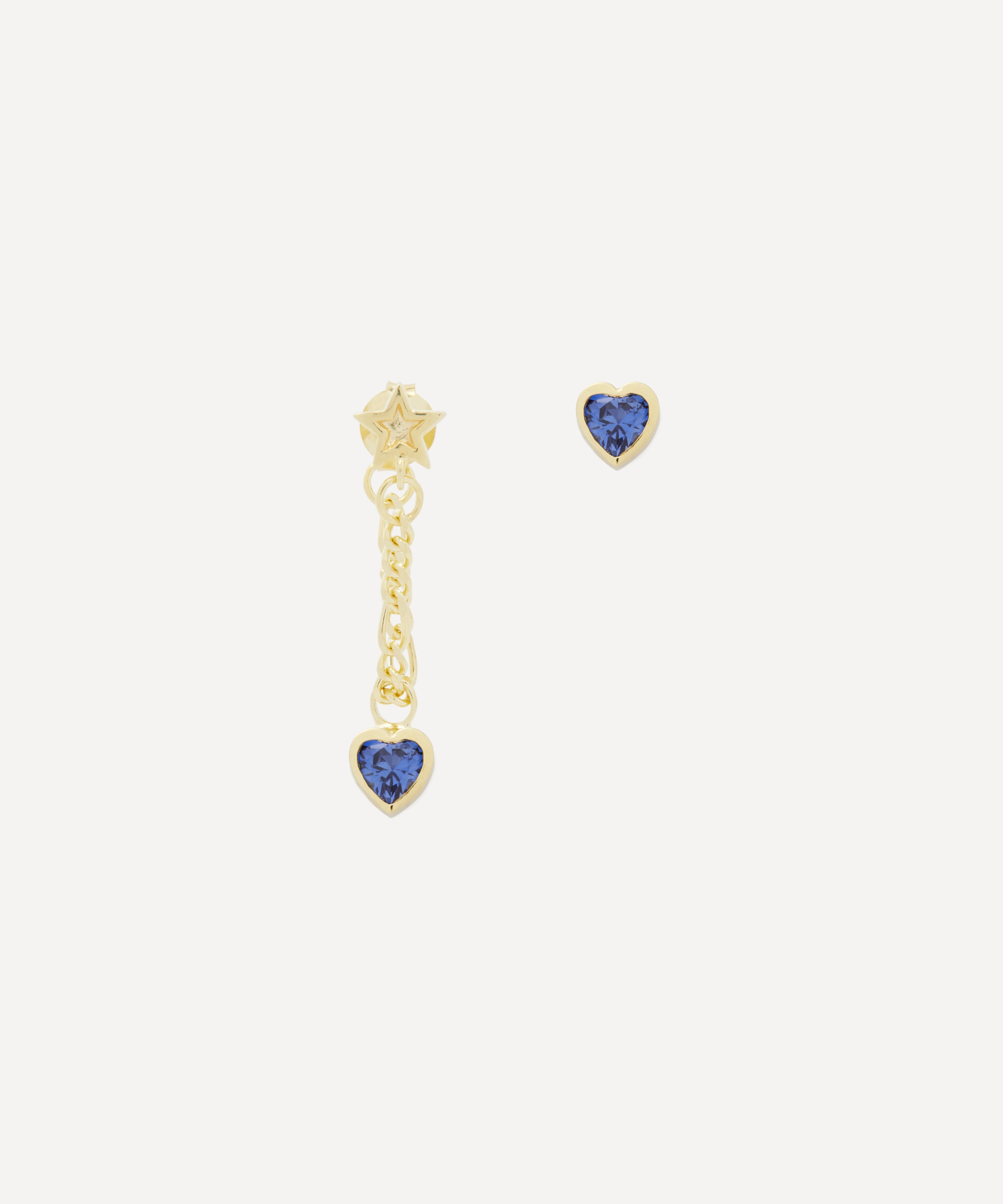 Anna + Nina - 14ct Gold-Plated Single Platonic Love Chain Stud Earring image number 0