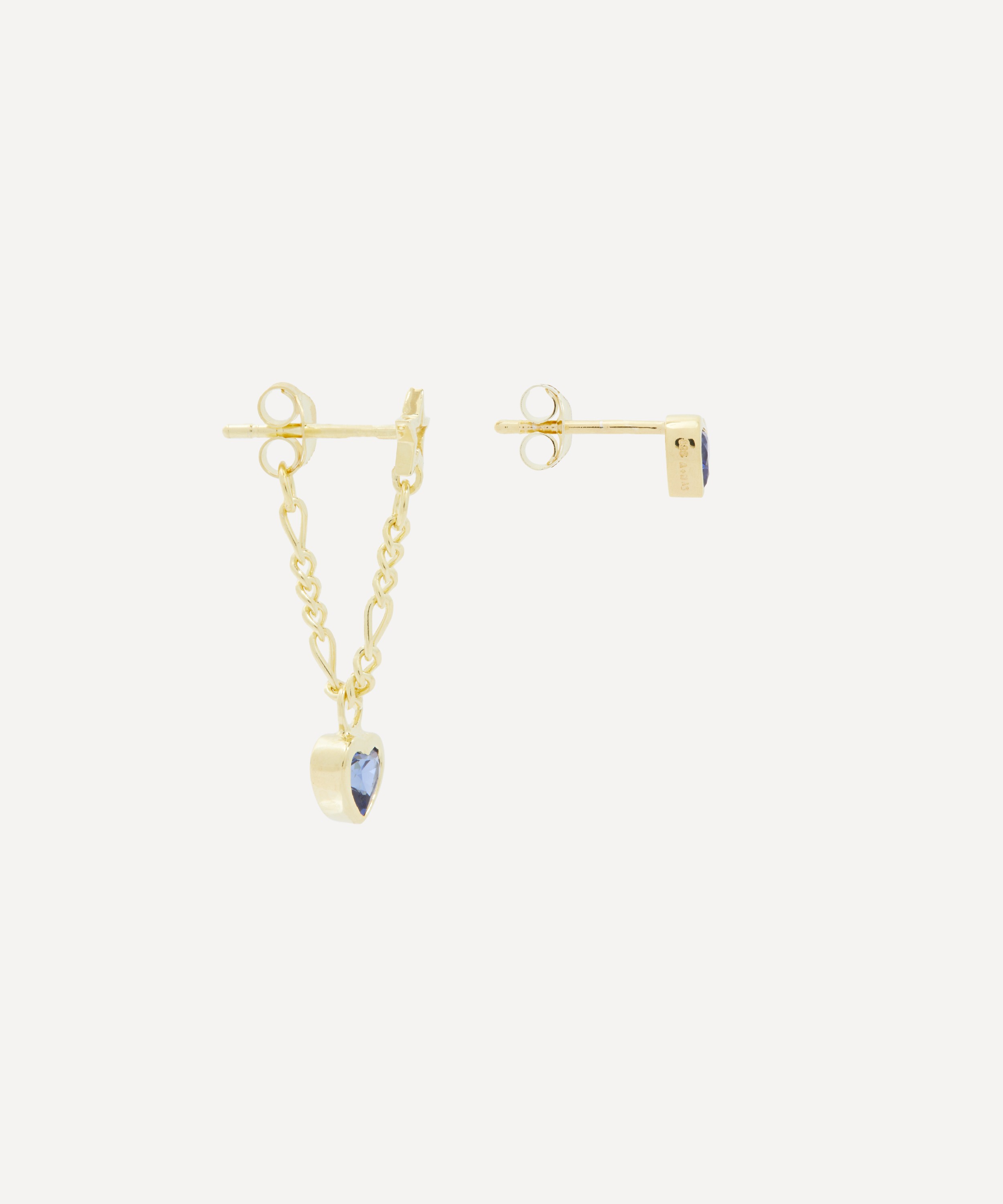 Anna + Nina - 14ct Gold-Plated Single Platonic Love Chain Stud Earring image number 1