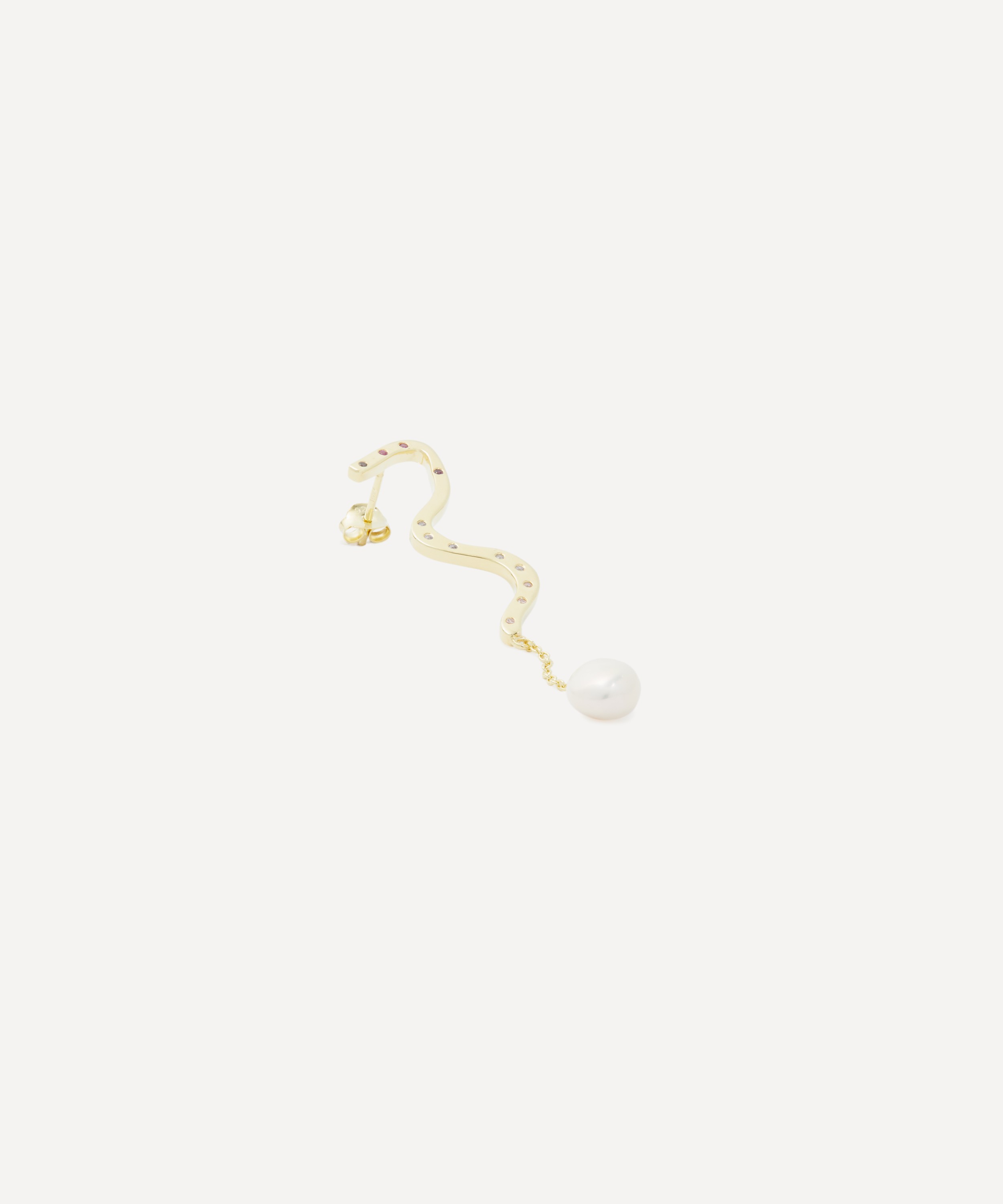 Anna + Nina - 14ct Gold-Plated Single Milky Way Chain Stud Earring image number 1