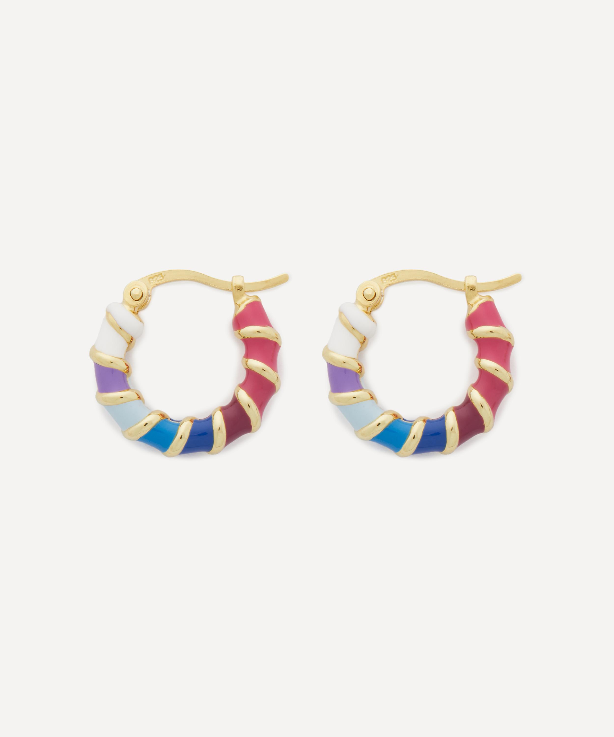 Anna + Nina - 14ct Gold-Plated Holographic Hoop Earrings image number 2