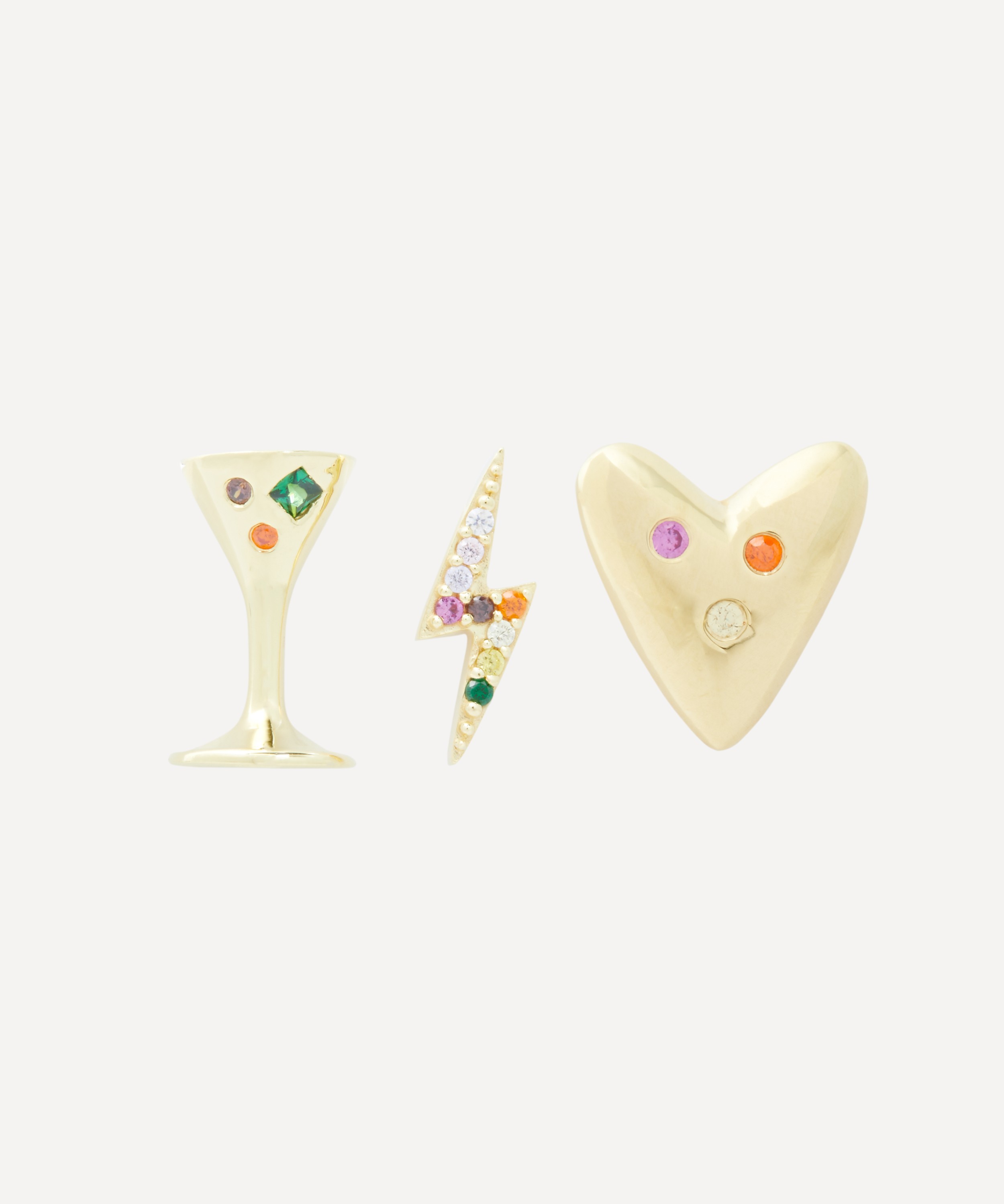 Anna + Nina - 14ct Gold-Plated Electric Love Stud Earring Set image number 0