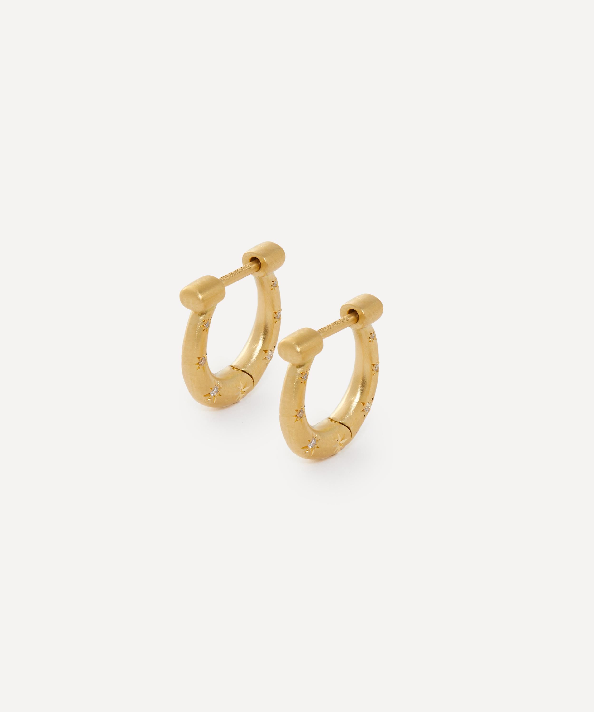 Cece Jewellery - 18ct Gold Small Horseshoe Diamond Hoop Earrings image number 0