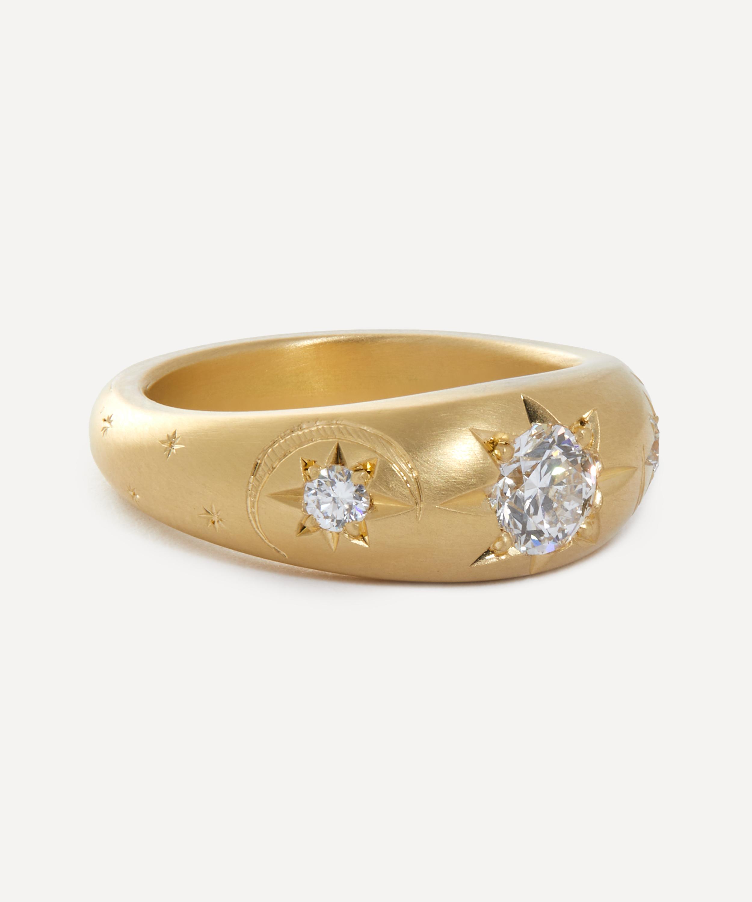Cece Jewellery - 18ct Gold Crescent Moon Ring image number 1