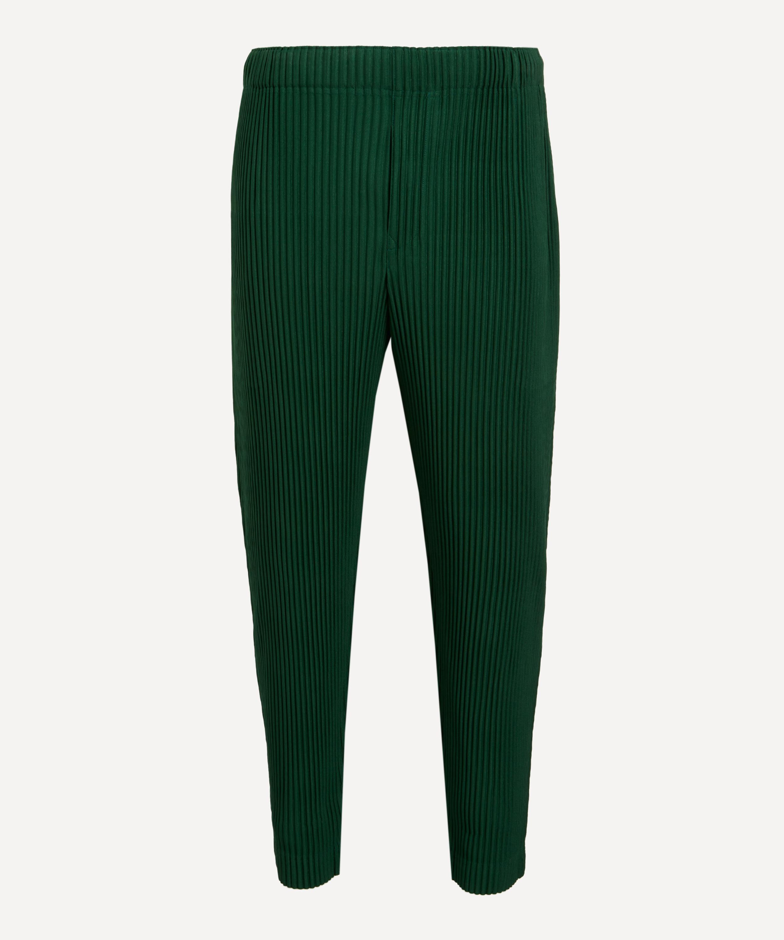 Homme Plisse Issey Miyake - MC AUGUST Seaweed Green Pleated Tapered Trousers image number 0