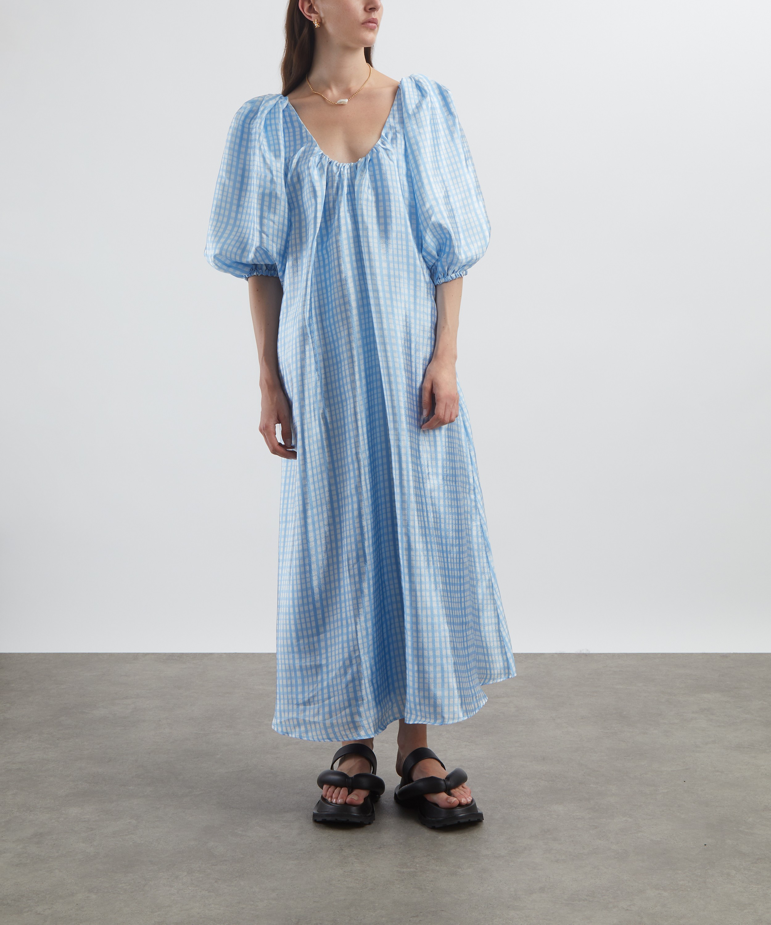 Stine Goya - Teresa Blue Check Midi-Dress image number 2