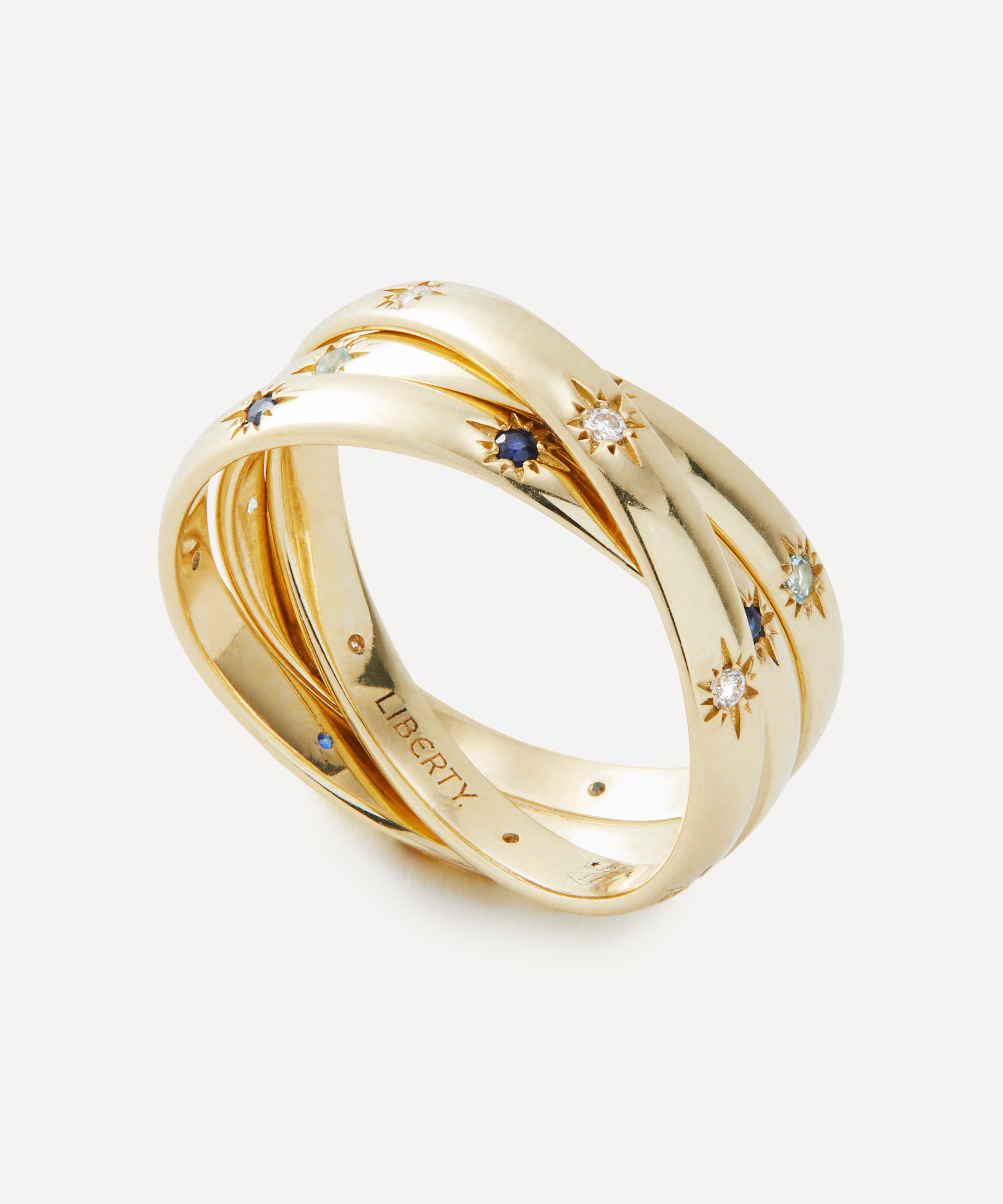 Liberty - 9ct Gold Ianthe Star Trilogy Blue Sapphire Ring