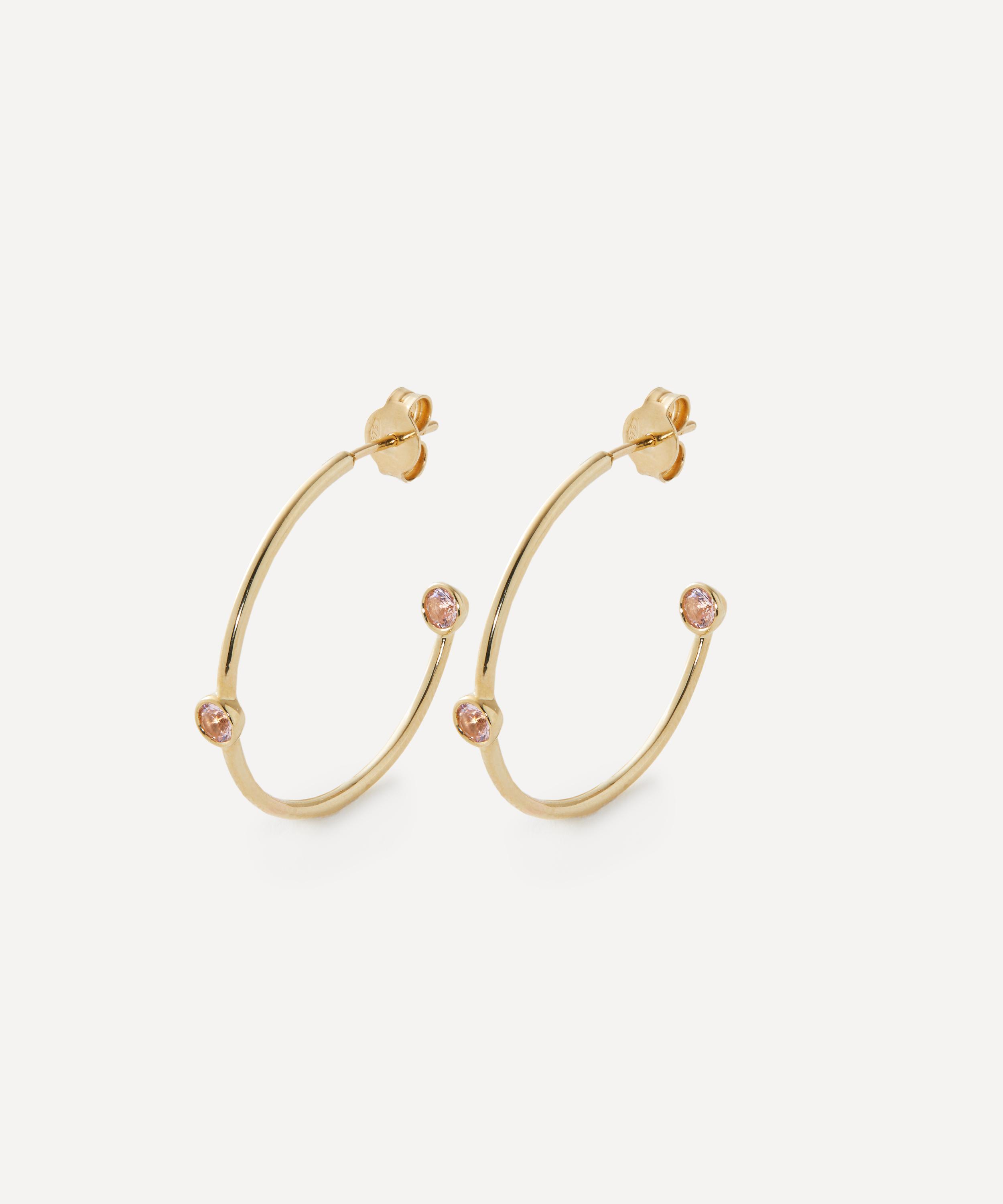 Liberty - 9ct Gold Riviere Nano Morganite Hoop Earrings image number 0