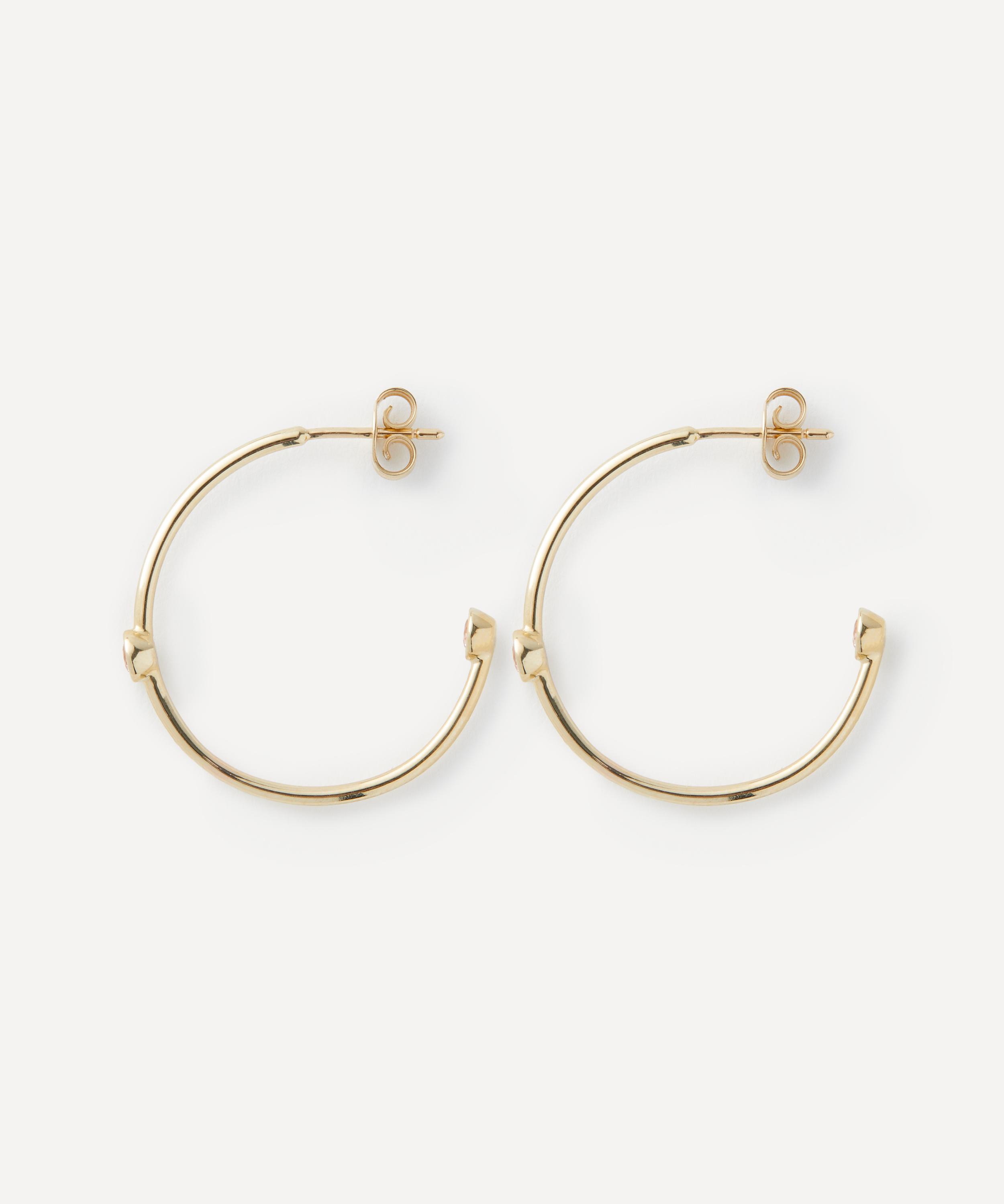 Liberty - 9ct Gold Riviere Nano Morganite Hoop Earrings image number 2