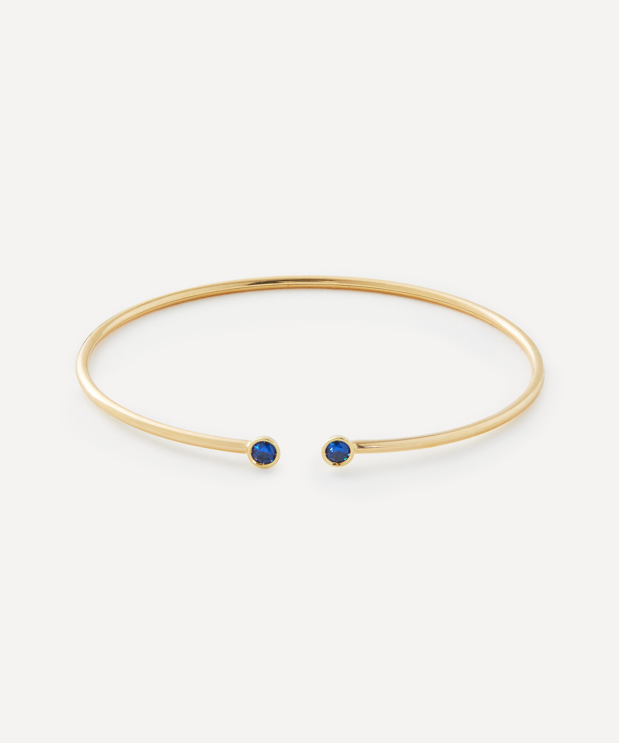 Liberty - 18ct Gold Riviere Nano Blue Sapphire Cuff Bracelet