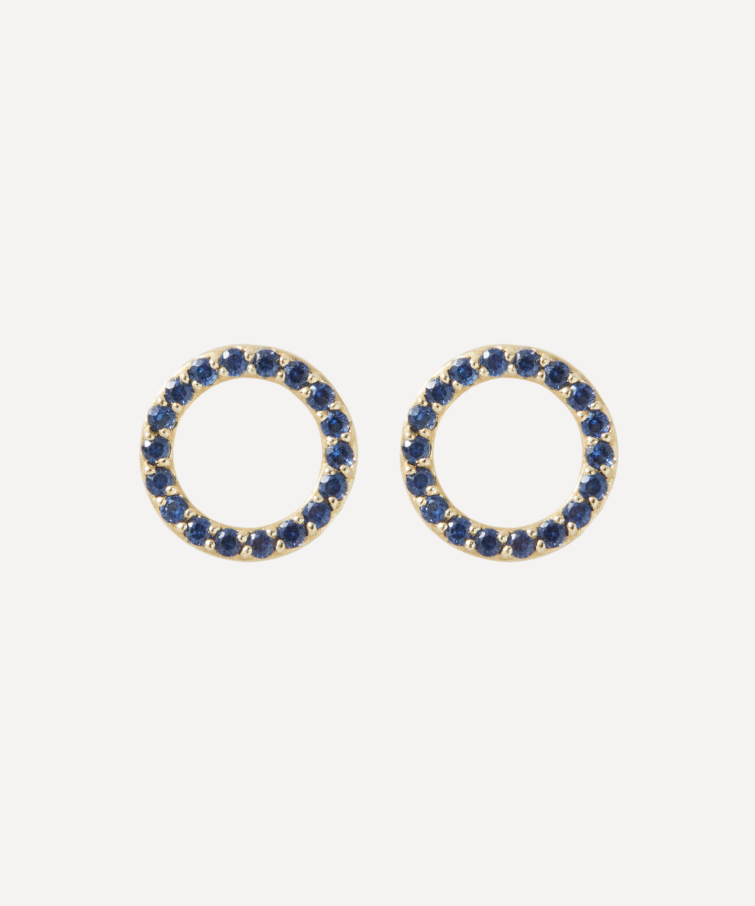 Liberty - 9ct Gold Rainbow Nano Blue Sapphire Stud Earrings image number 0