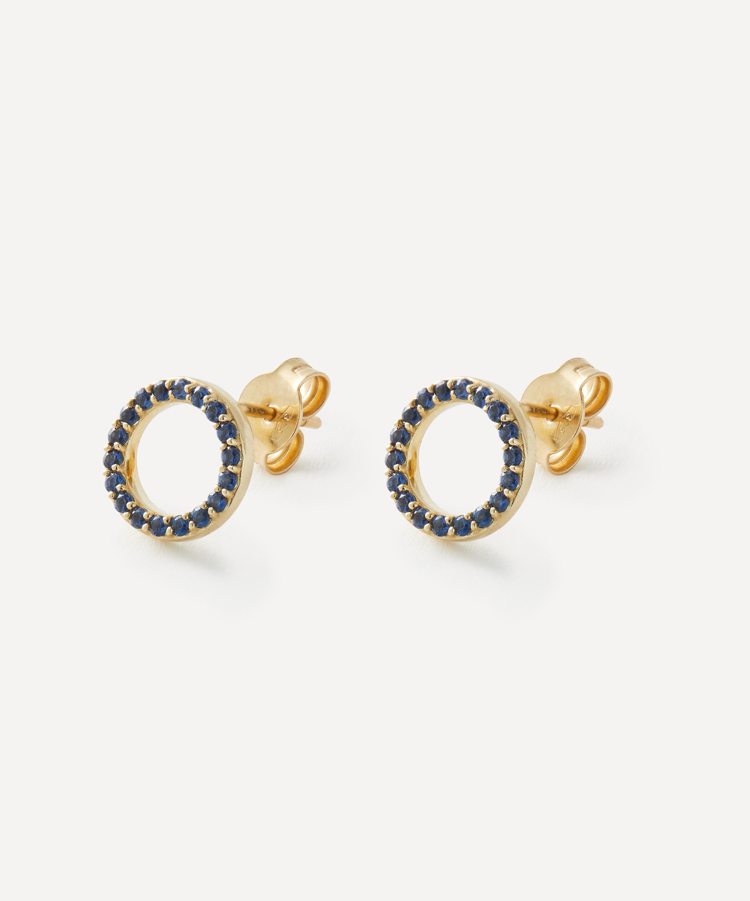 Liberty - 9ct Gold Rainbow Nano Blue Sapphire Stud Earrings image number 2