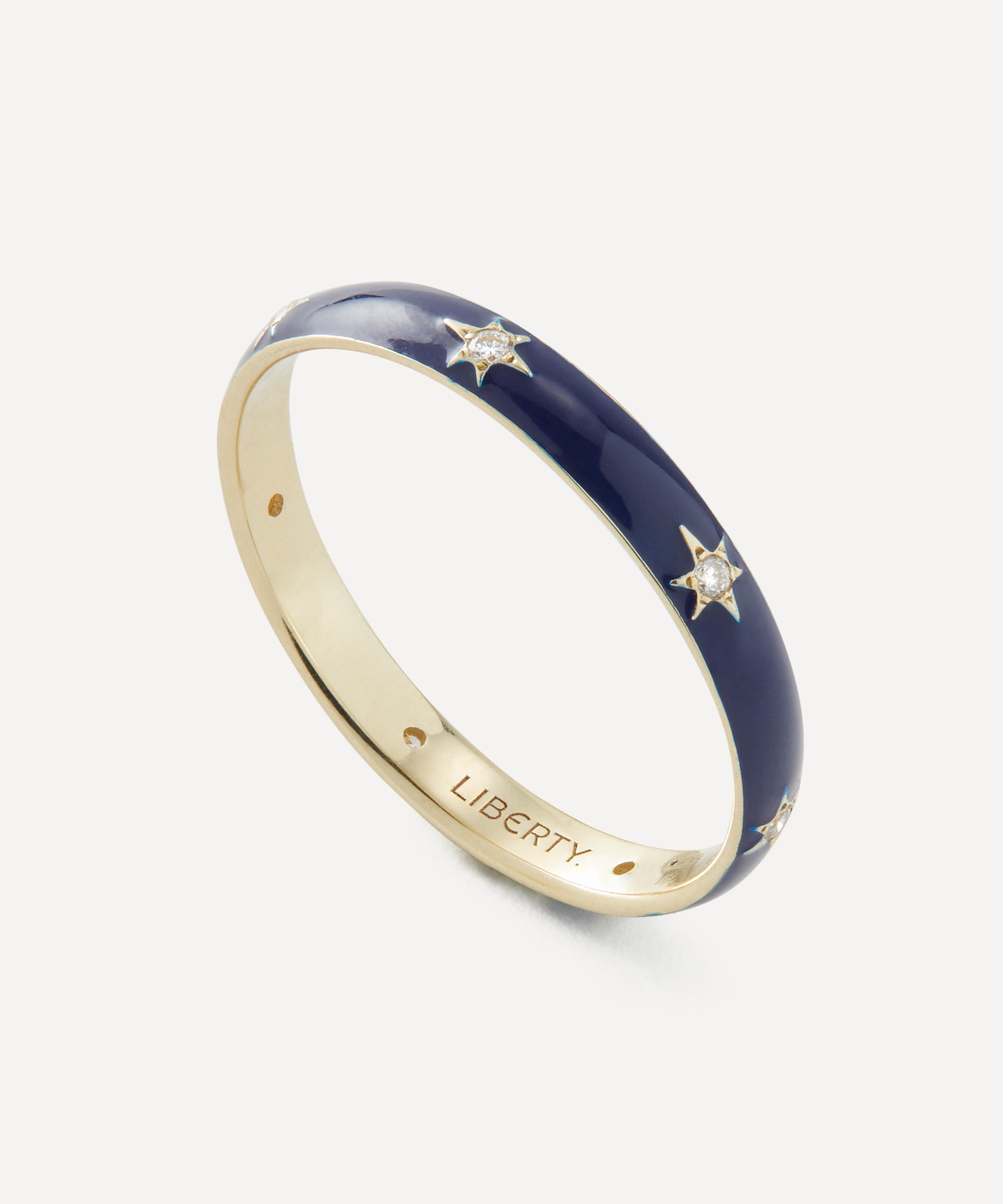 Liberty - 9ct Gold Ianthe Star Glazed Diamond Band Ring