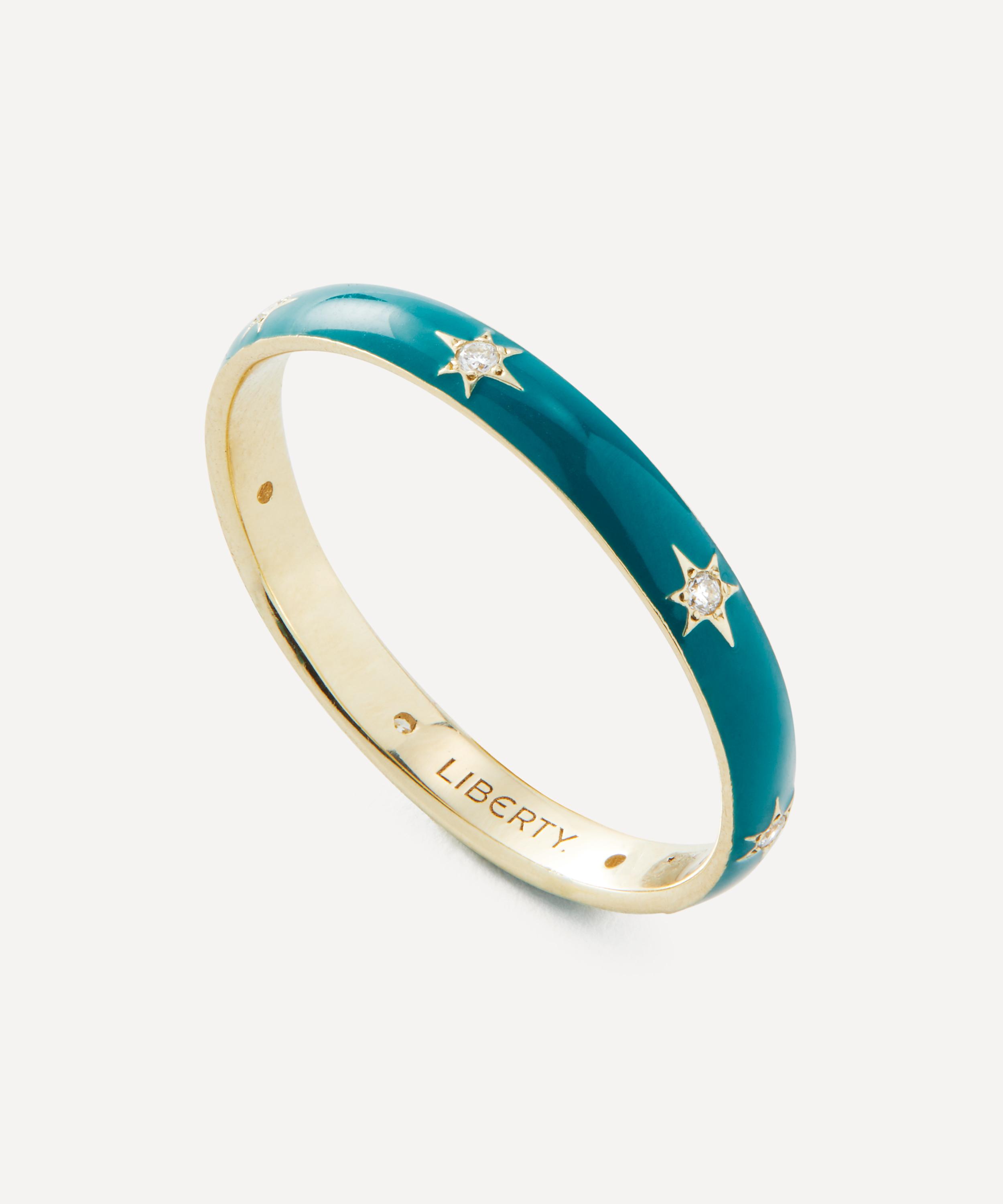 Liberty - 9ct Gold Ianthe Star Glazed Diamond Band Ring