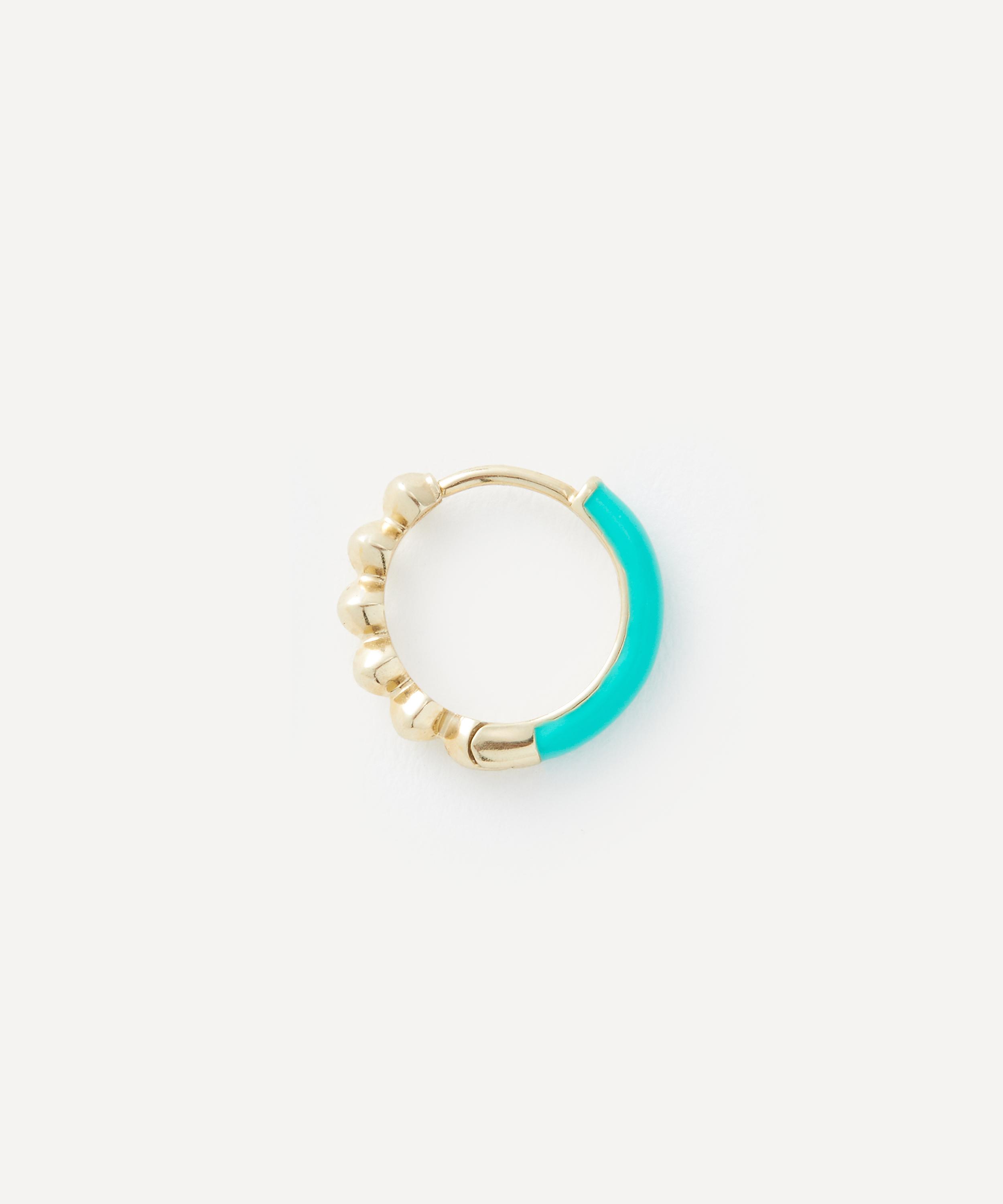 Liberty - 9ct Gold Eclipse Turquoise Enamel Huggie Hoop Earring