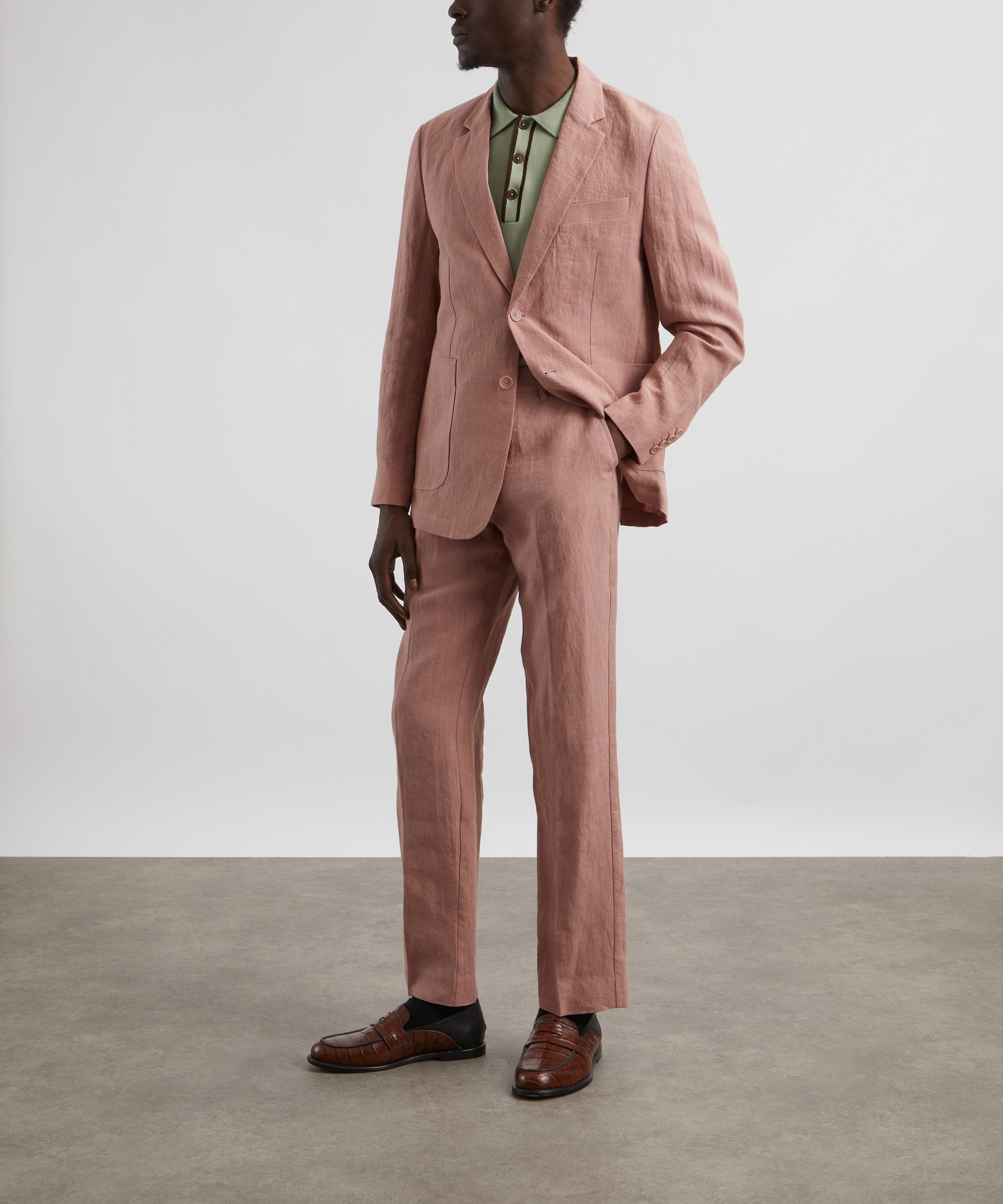 Percival - Tailored Linen Blazer in Salmon Pink  image number 1