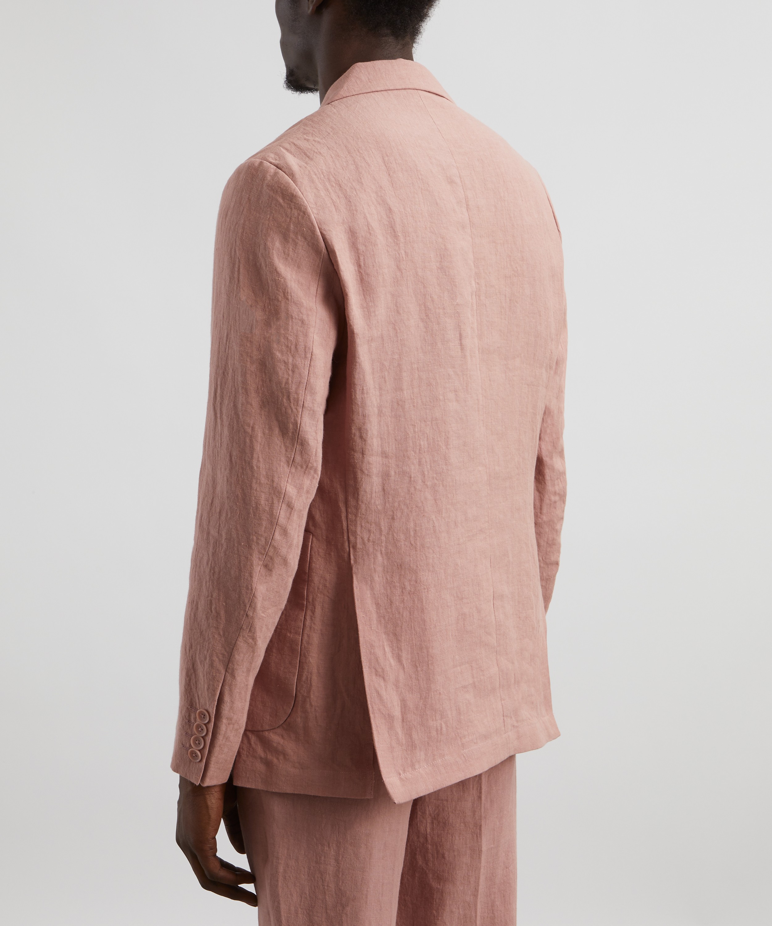 Percival - Tailored Linen Blazer in Salmon Pink  image number 3