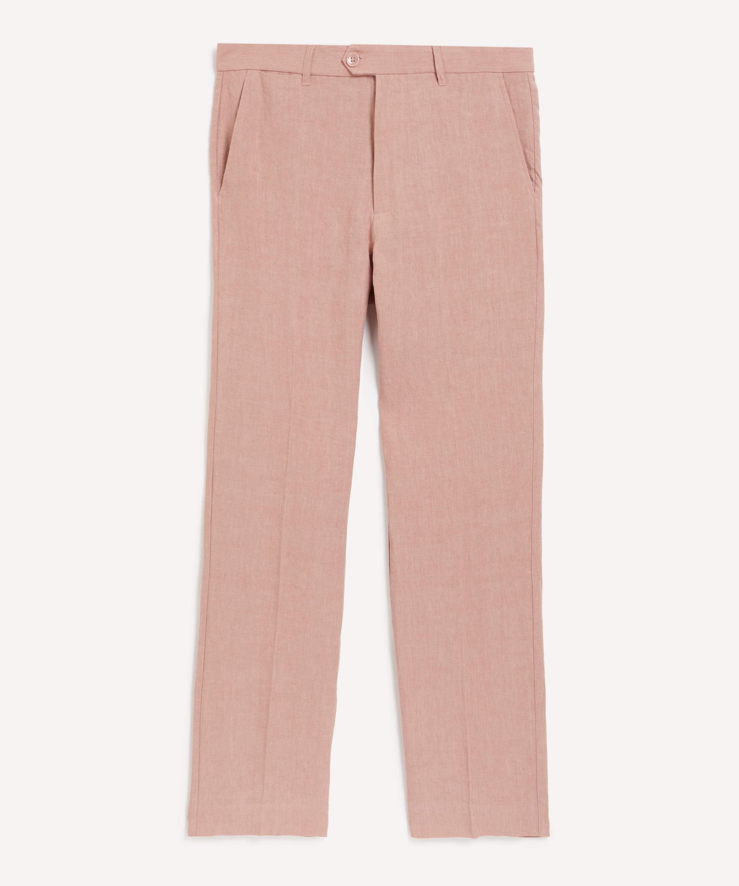 Percival - Tailored Linen Trousers in Salmon Pink  image number 0