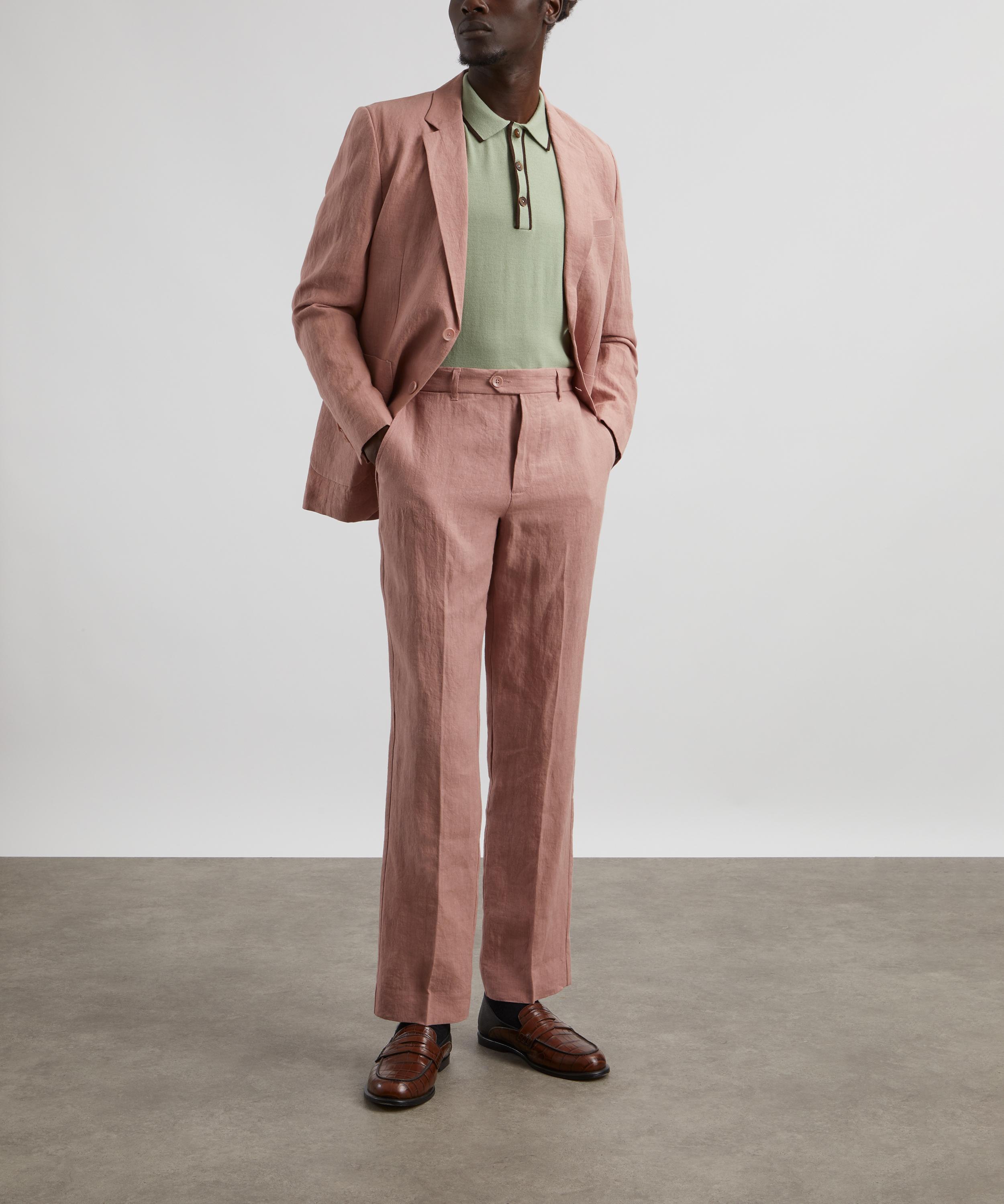 Percival - Tailored Linen Trousers in Salmon Pink  image number 1