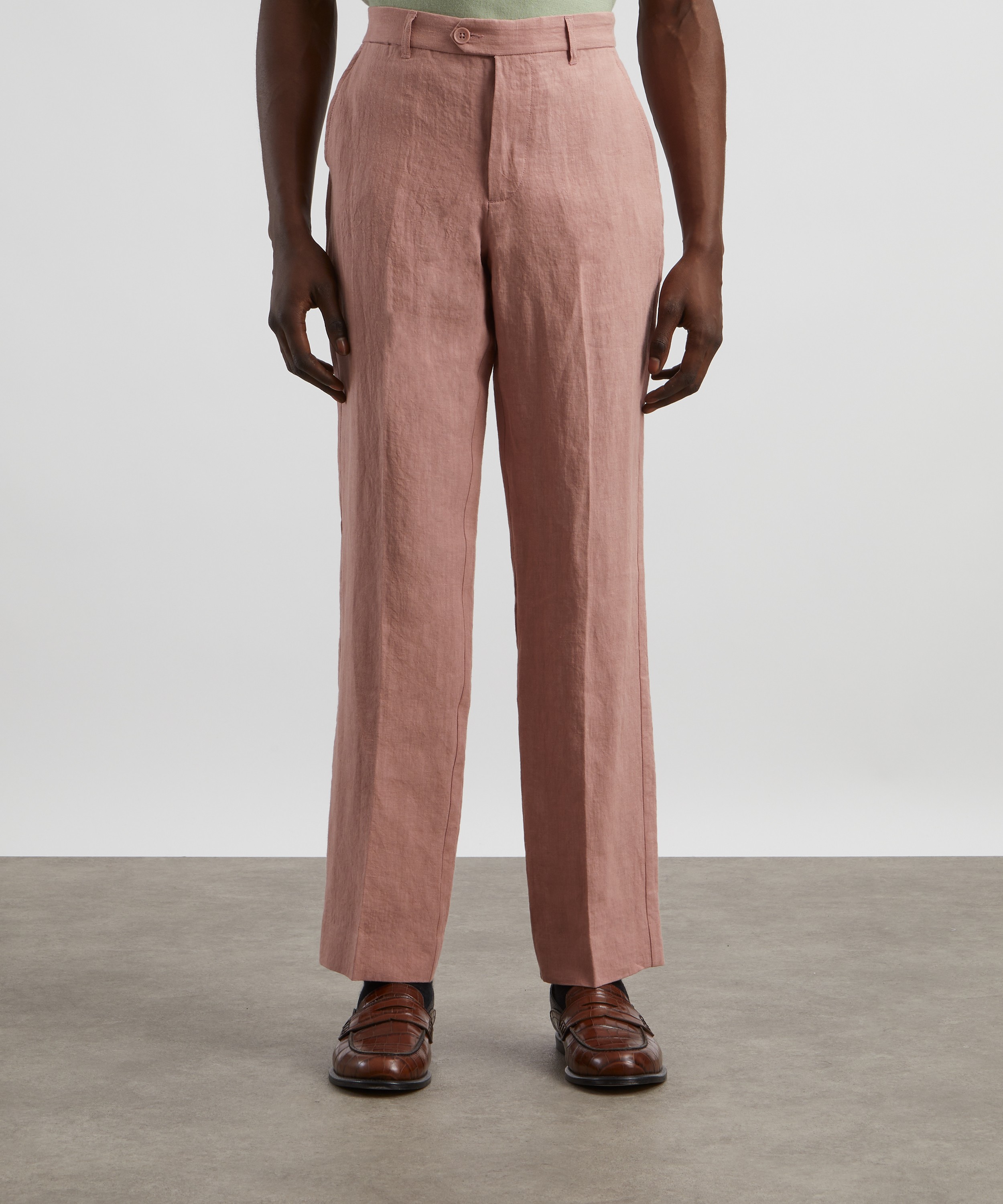 Percival - Tailored Linen Trousers in Salmon Pink  image number 2