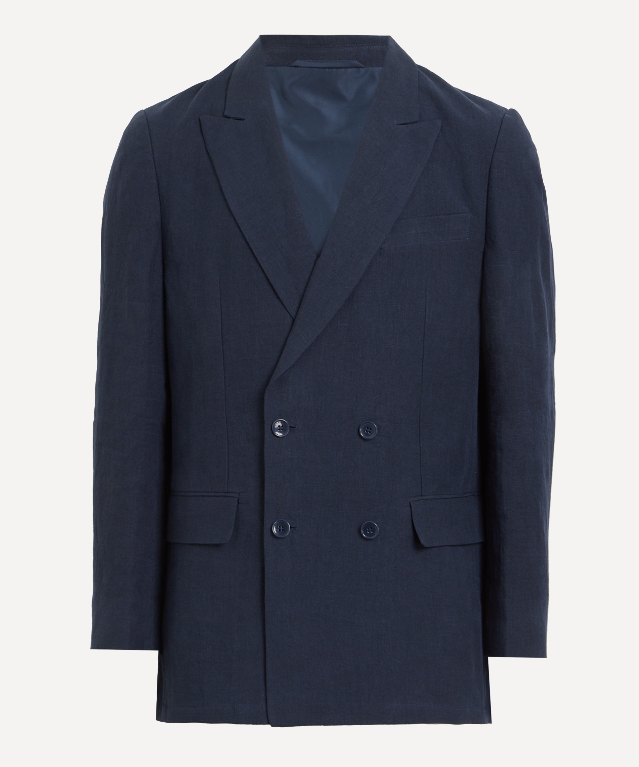 Paul Smith - Navy Double-Breasted Linen Blazer image number 0