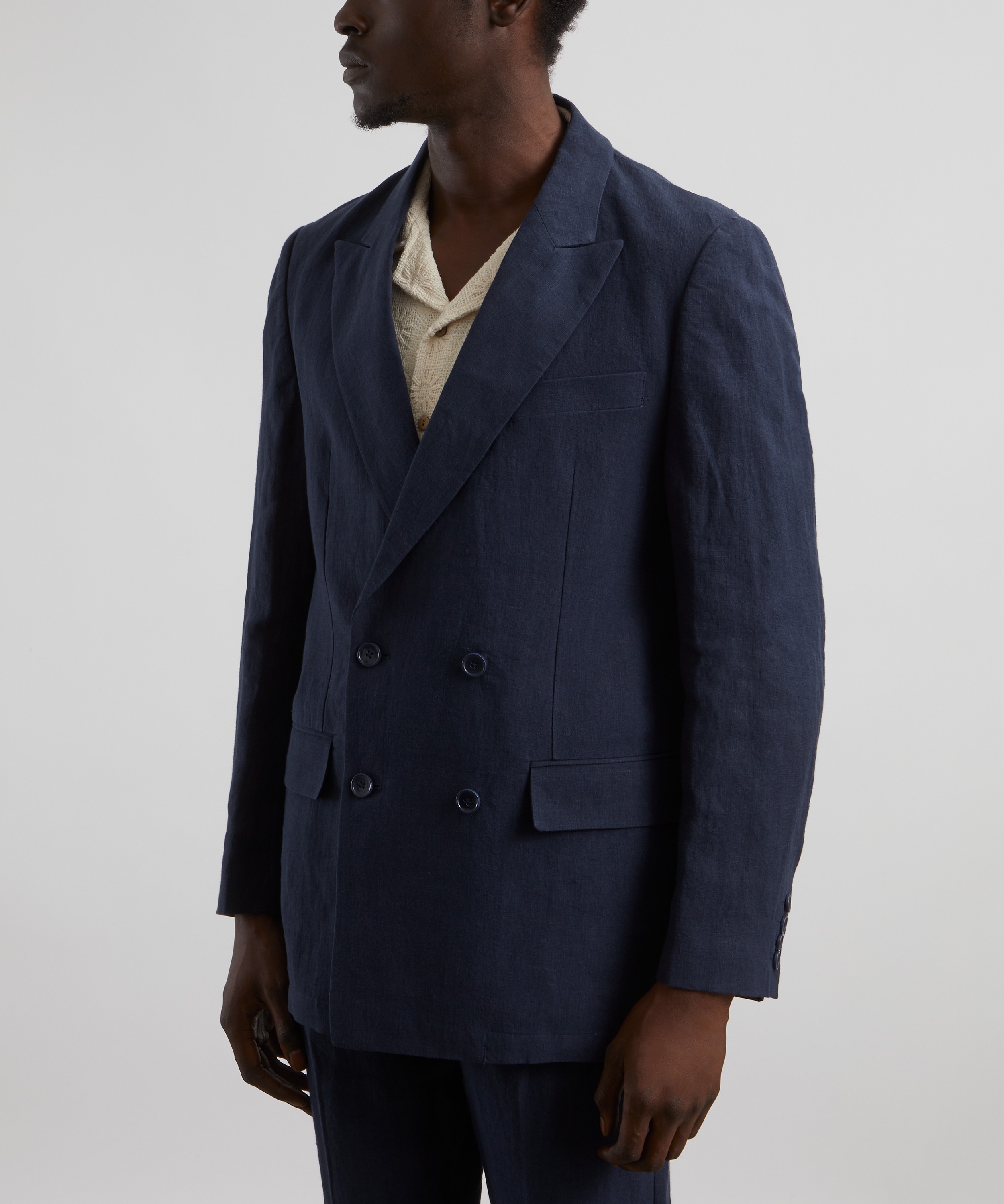 Paul Smith - Navy Double-Breasted Linen Blazer image number 1