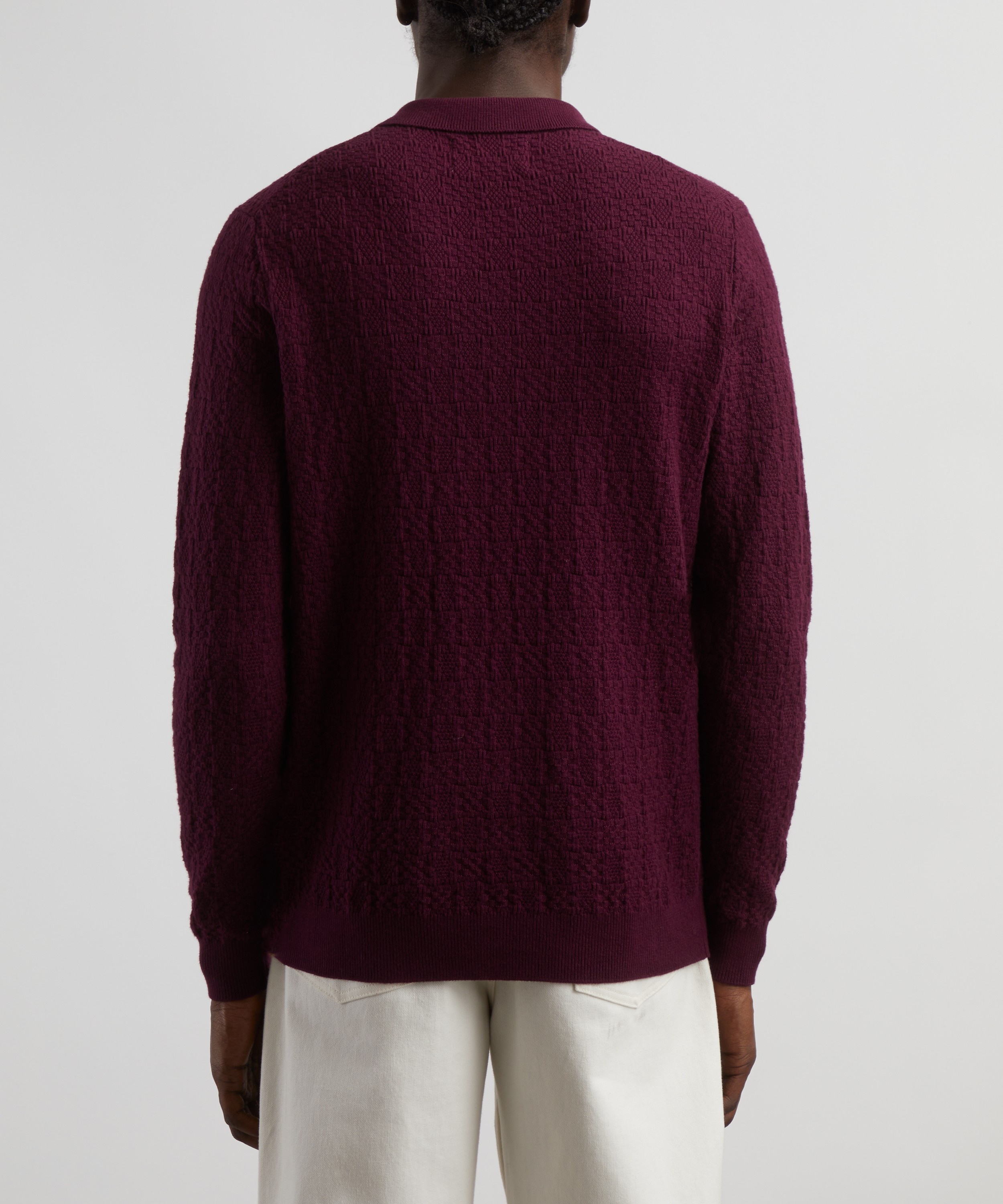 Wax London - Oban Textured Knit Long-Sleeve Polo Shirt image number 3