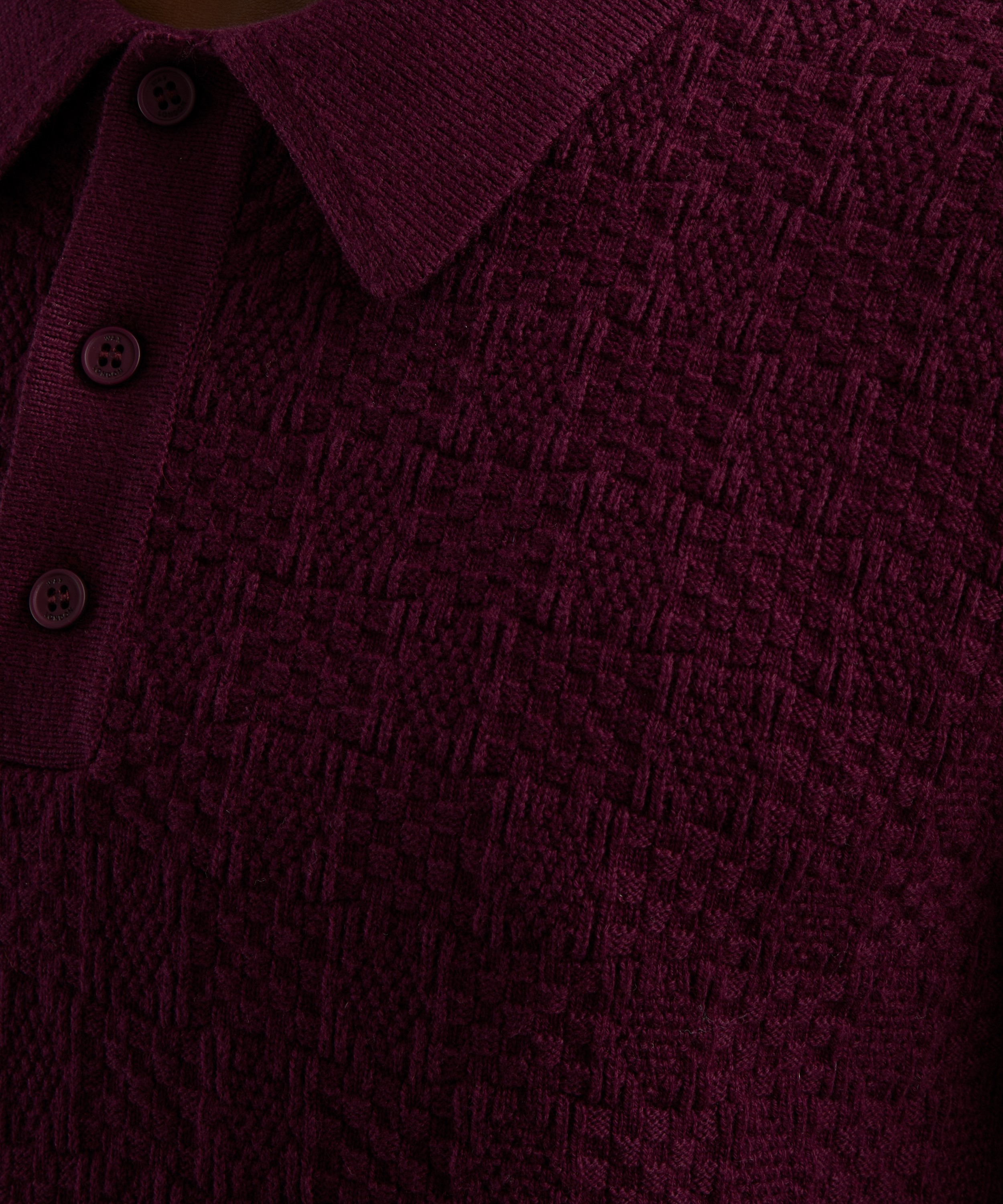 Wax London - Oban Textured Knit Long-Sleeve Polo Shirt image number 4