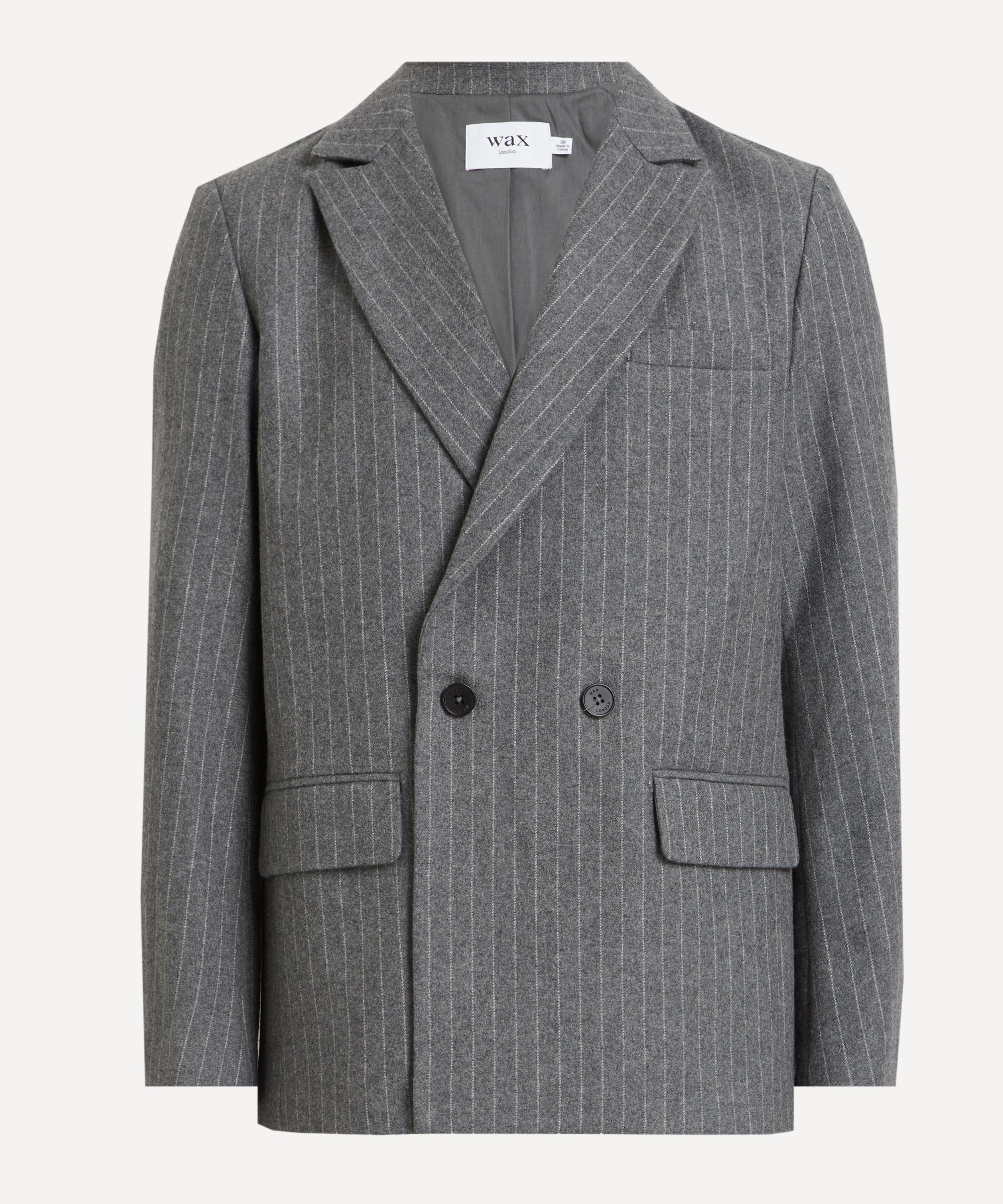 Wax London - Gekko Charcoal Grey Pinstripe Wool Blazer 