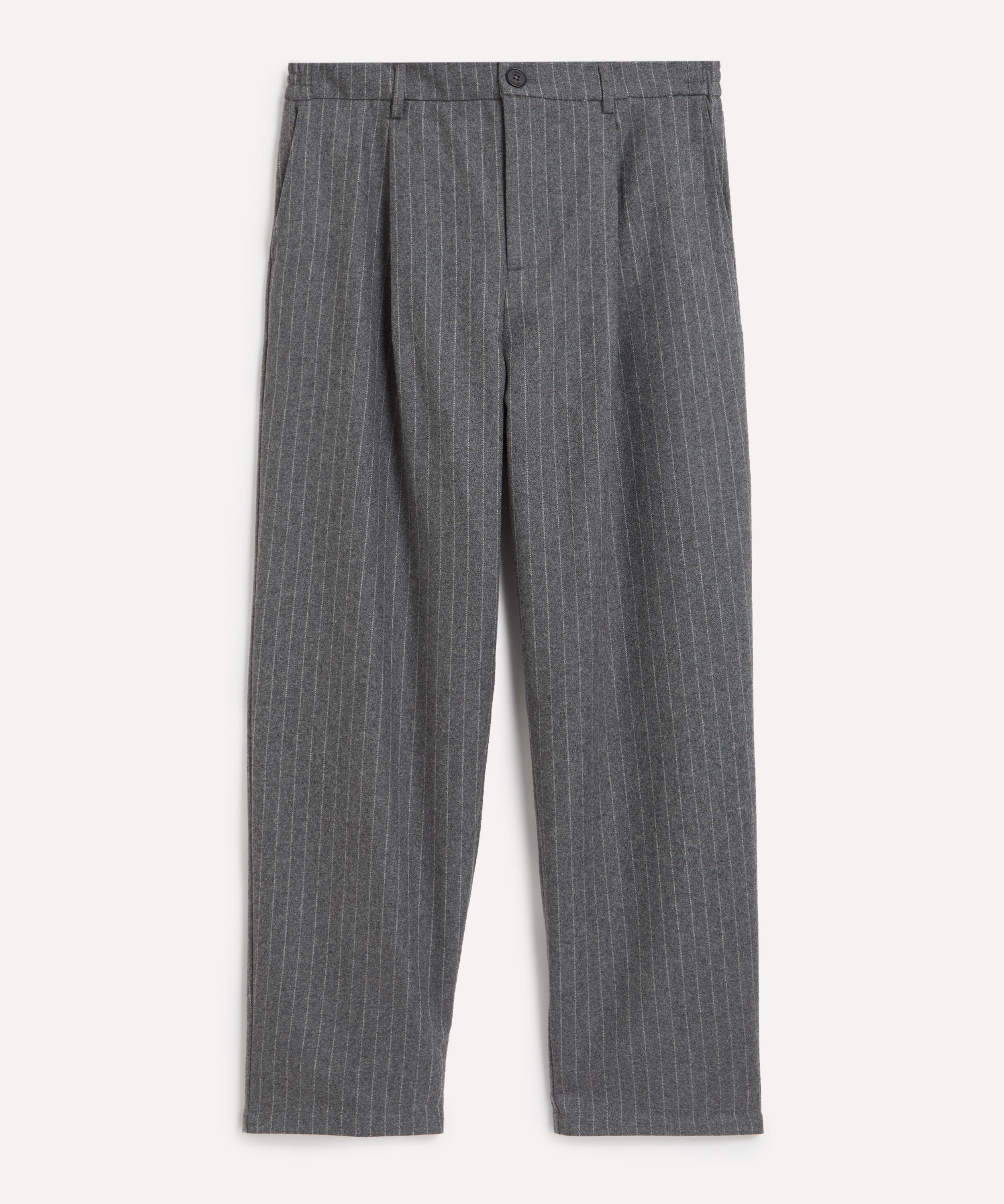 Wax London - Malham Charcoal Grey Pinstripe Wool Trousers image number 0