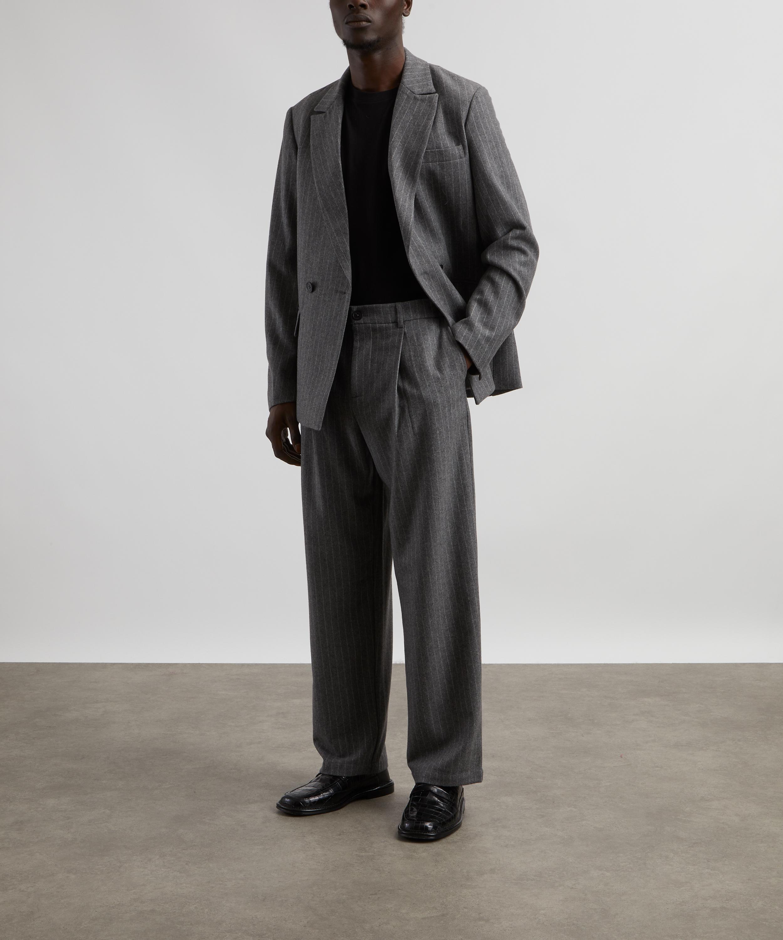 Wax London - Malham Charcoal Grey Pinstripe Wool Trousers image number 1