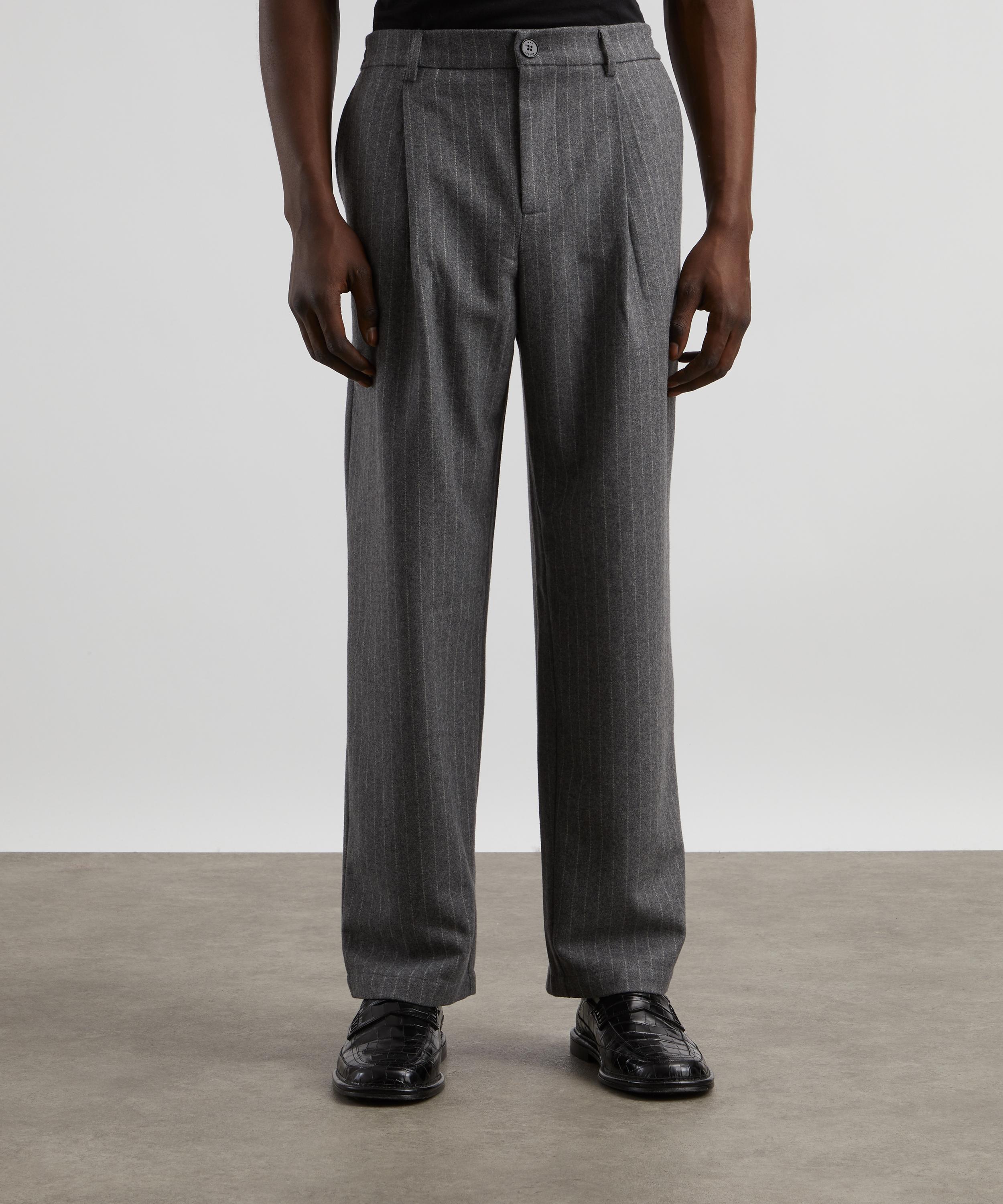 Wax London - Malham Charcoal Grey Pinstripe Wool Trousers image number 2