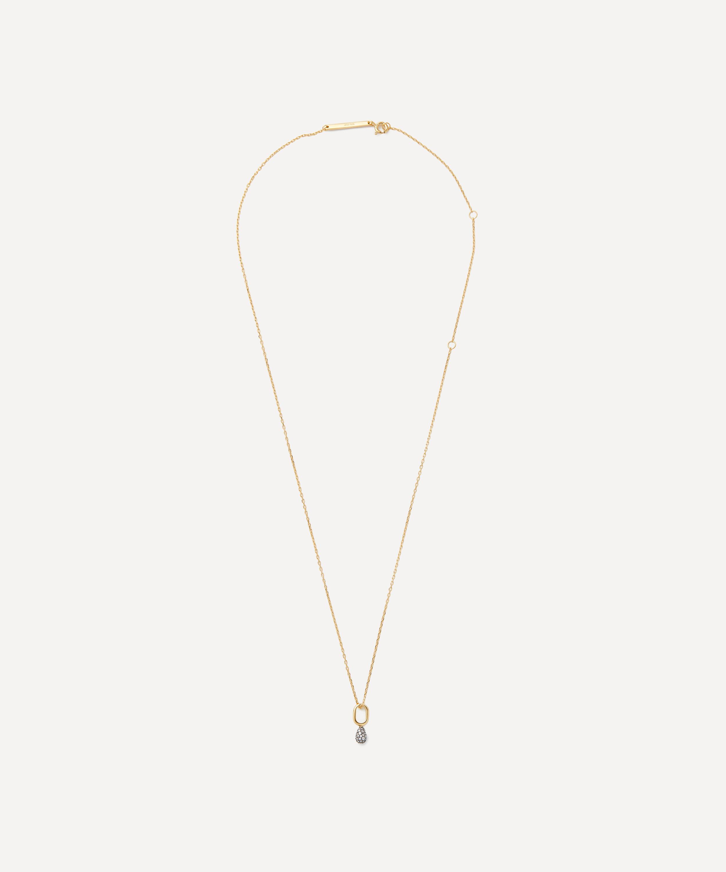 PDPAOLA - 18ct Gold-Plated Pavé Lava Pendant Necklace image number 1